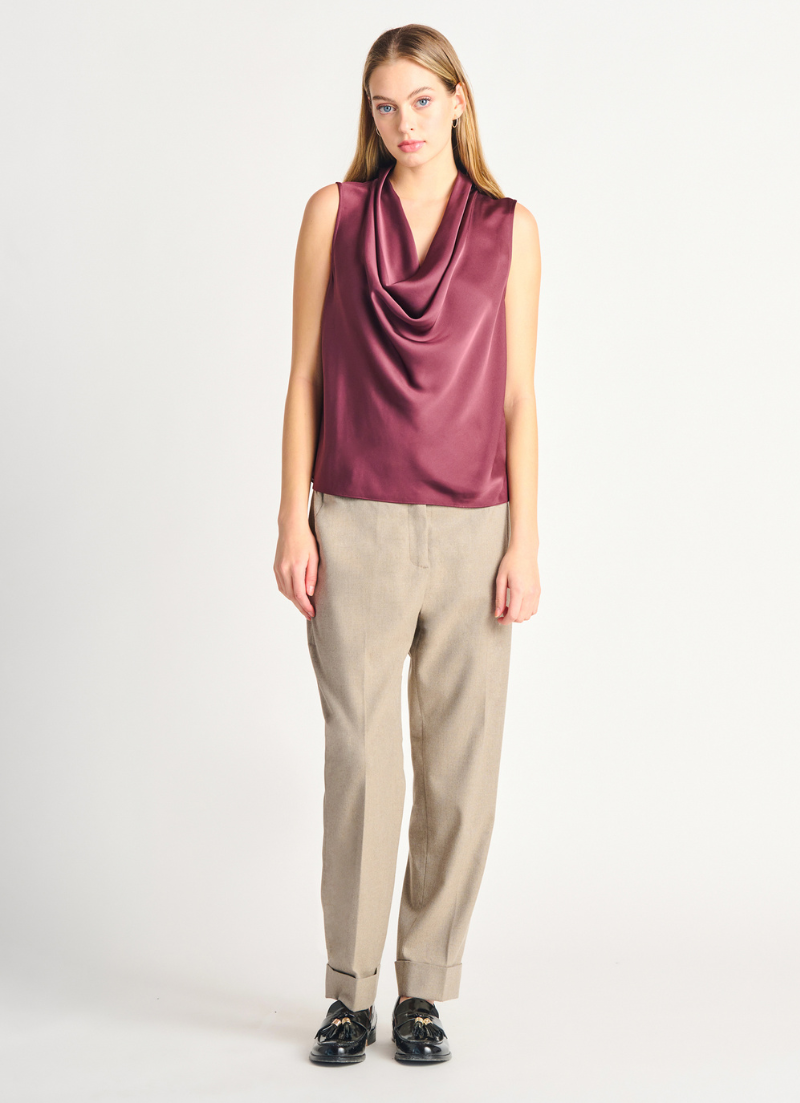 Satin Cowl Neck Top