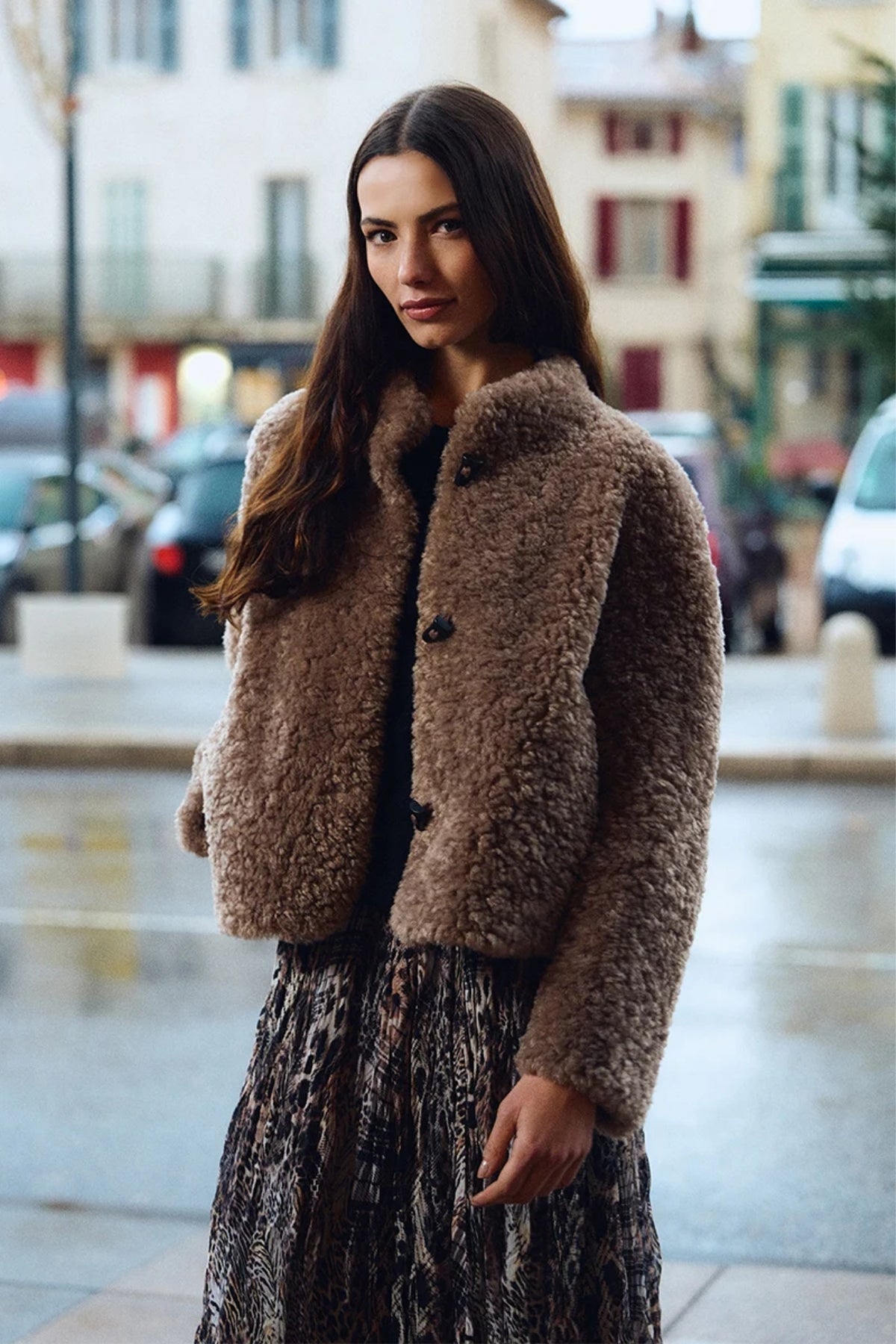 Short Faux Sheepskin Jacket