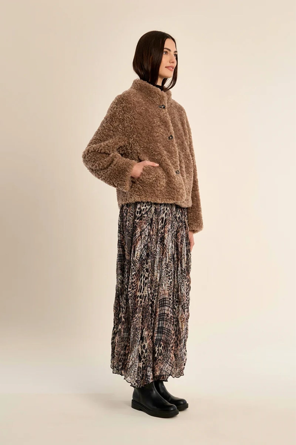 Short Faux Sheepskin Jacket
