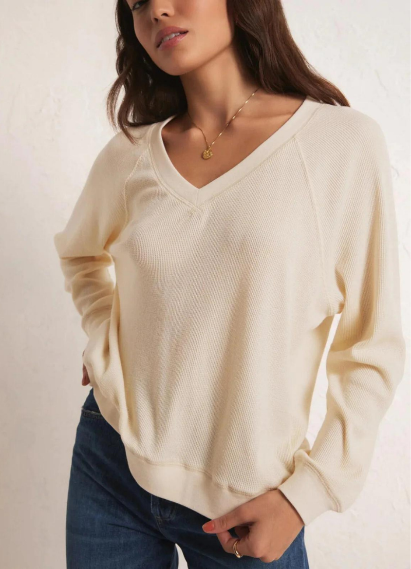 Arlo V-Neck Waffle Top