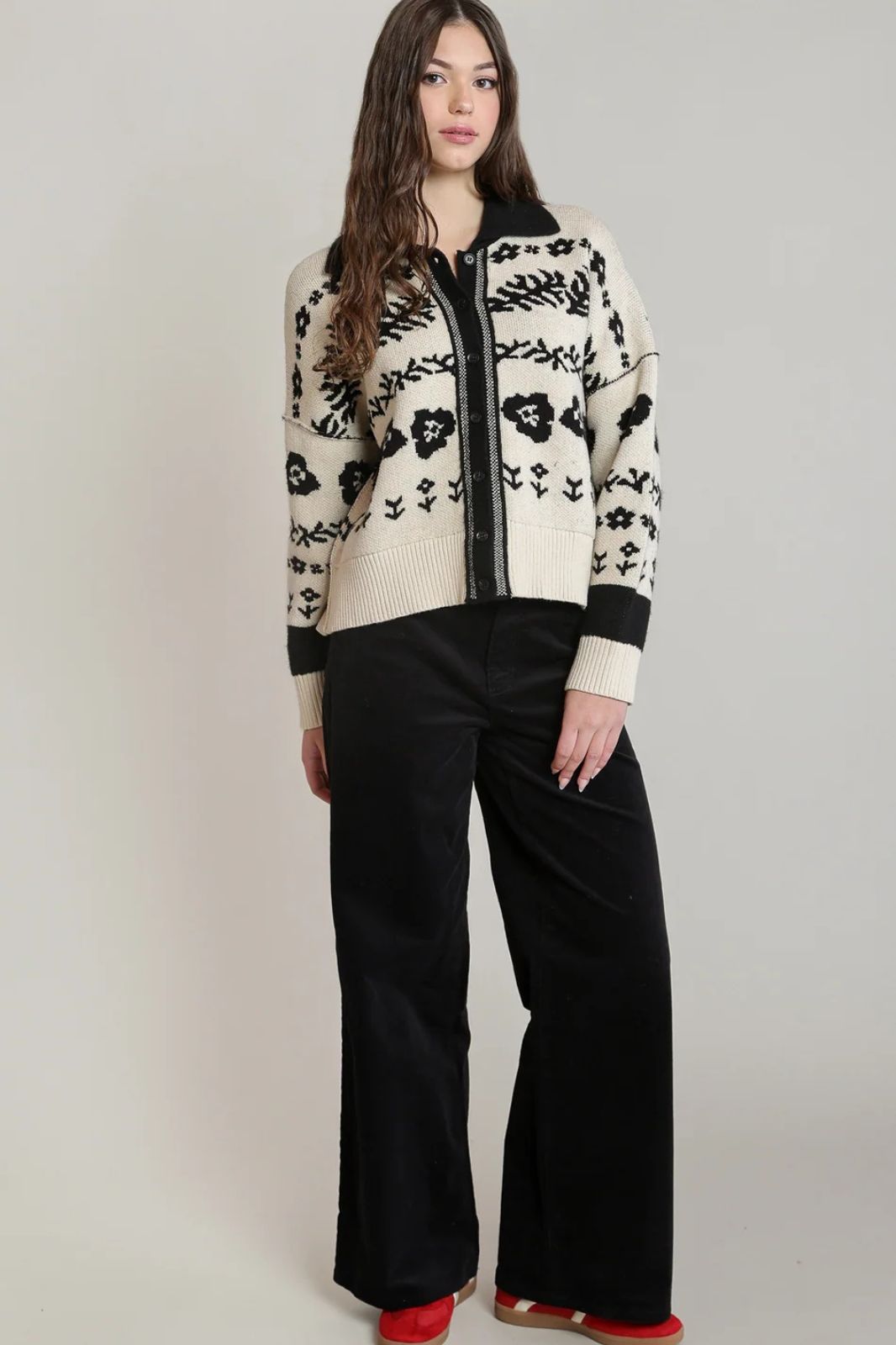 Flower Jacquard Cardigan