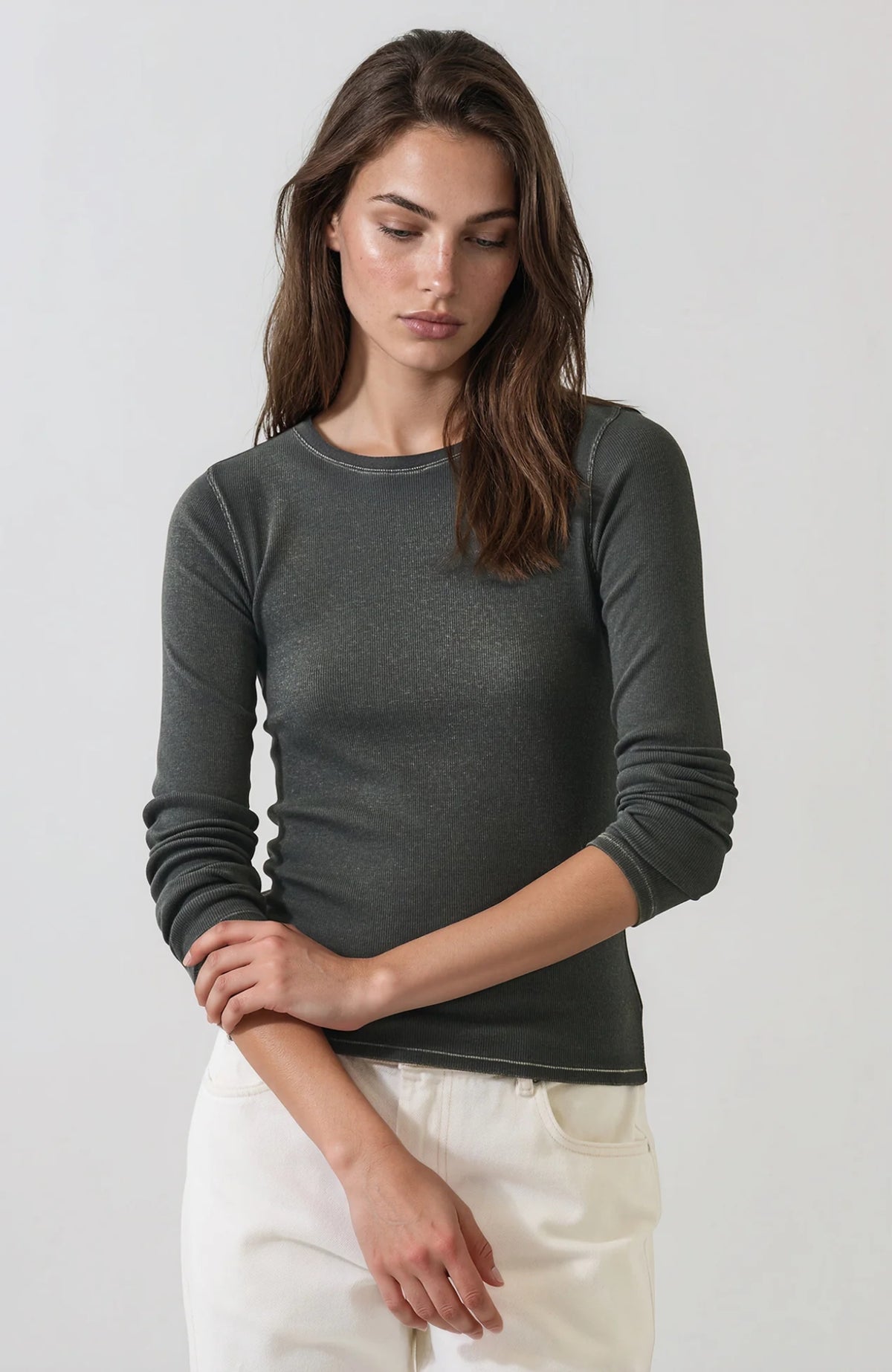 Vintage Washed Stretch Ribbed T-Shirt