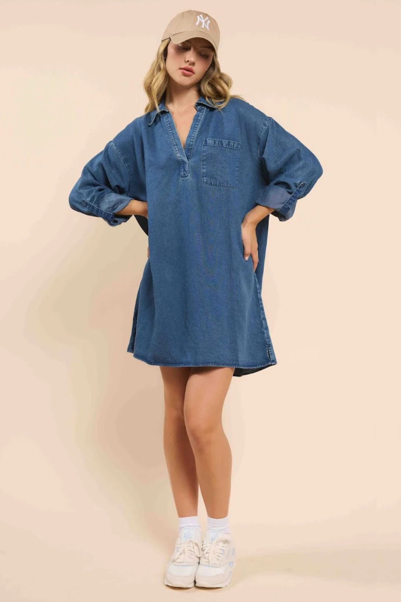 It's Pouring Collar Denim Dress