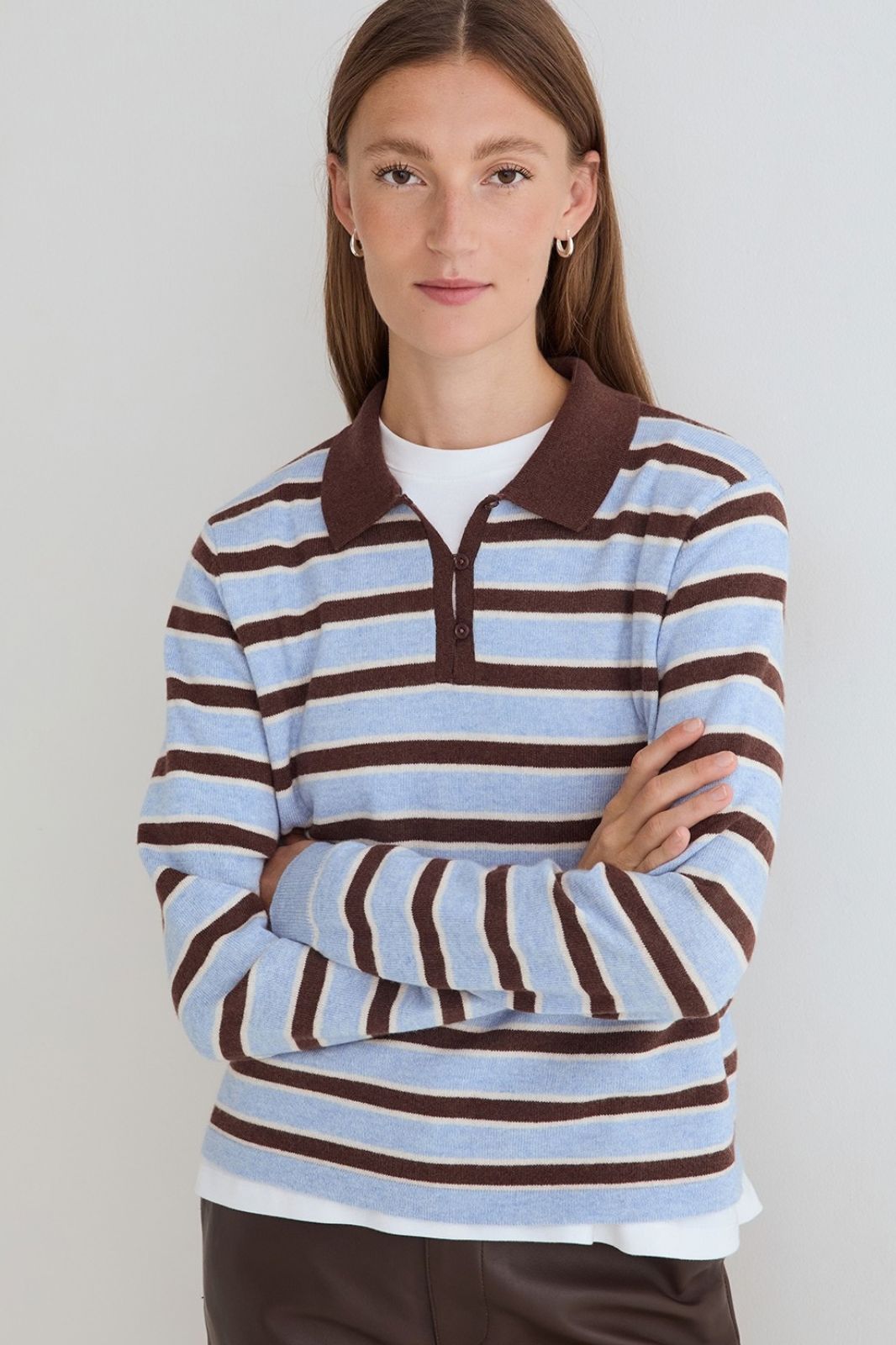 Striped Polo Neck Sweater