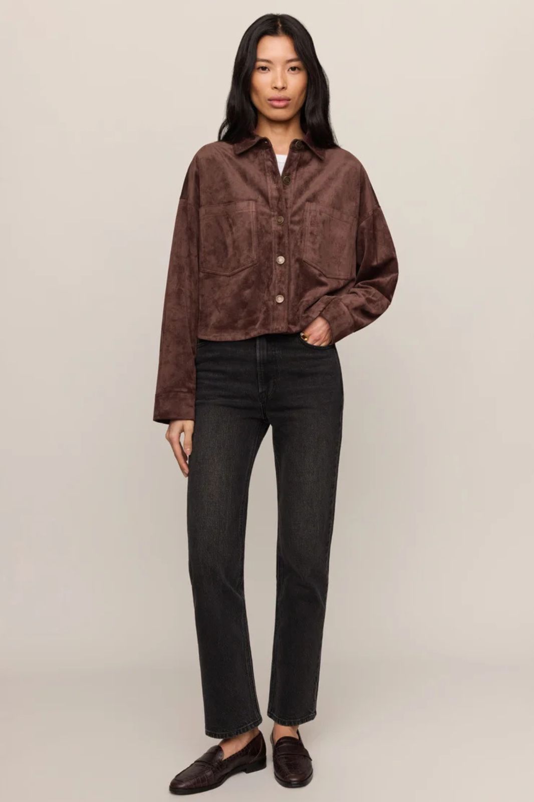 All Day Cropped Suede Jacket