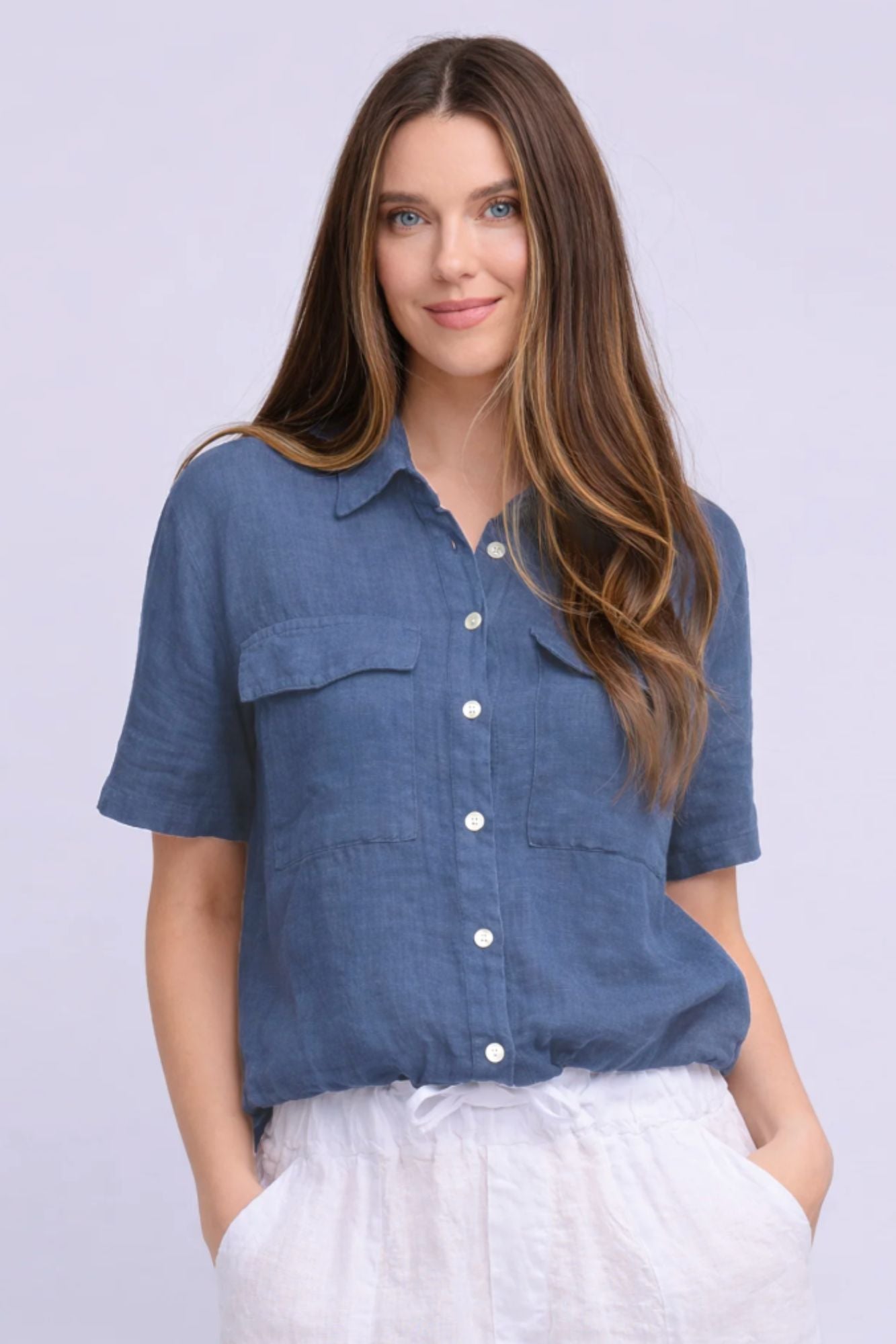 Drawstring Linen Shirt