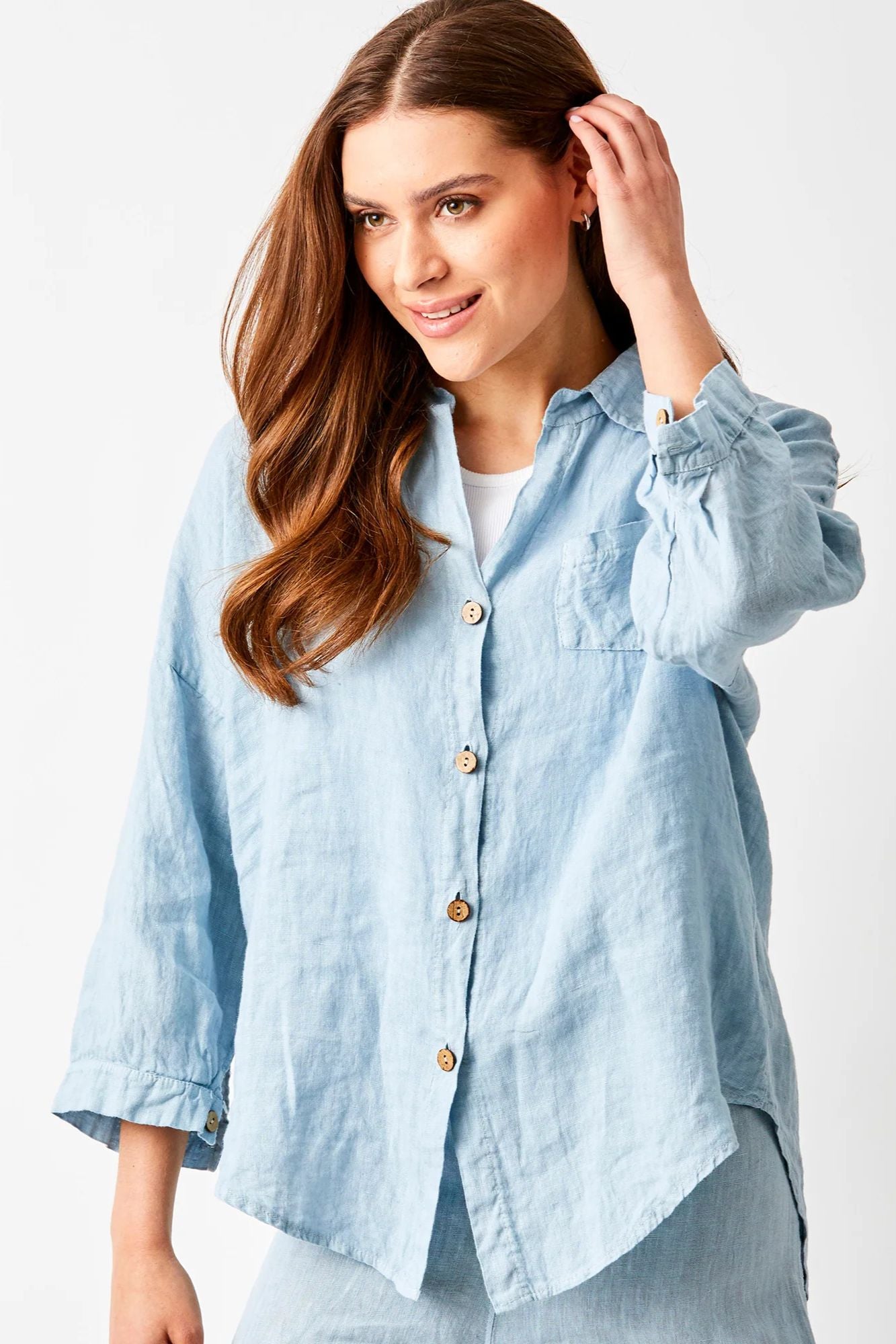 Sapphira Linen Side Split Shirt