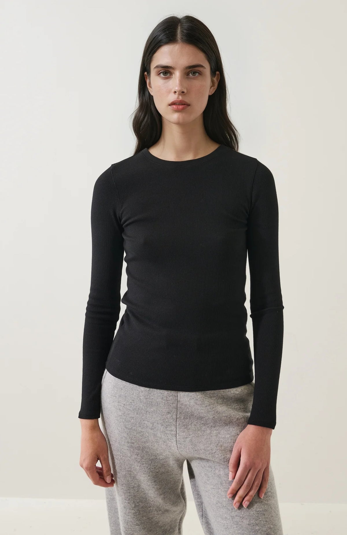 Stretch Ribbed Crew T-Shirt