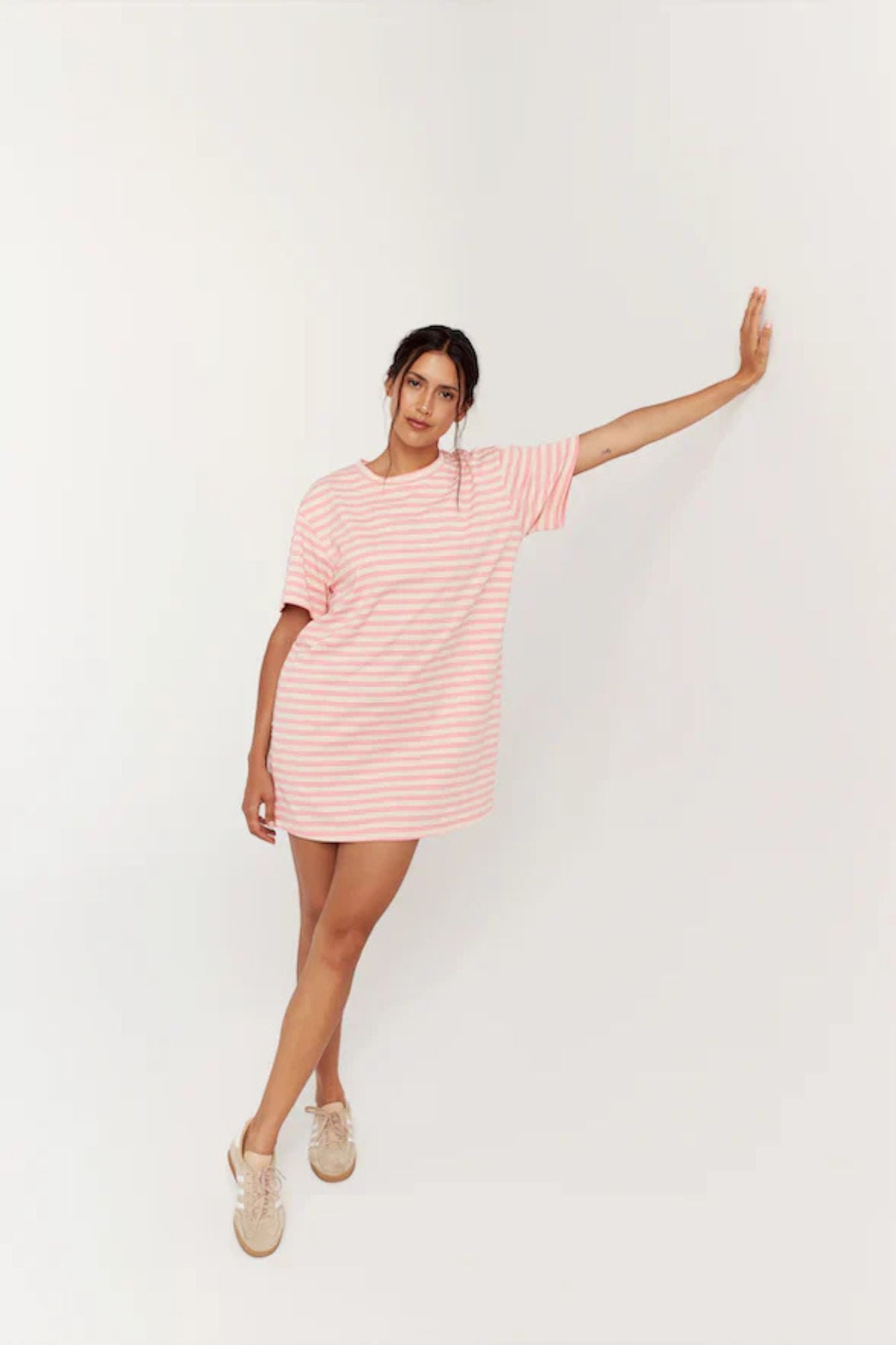 pink and white striped t shirt dress Pink Stripe T shirt Dress