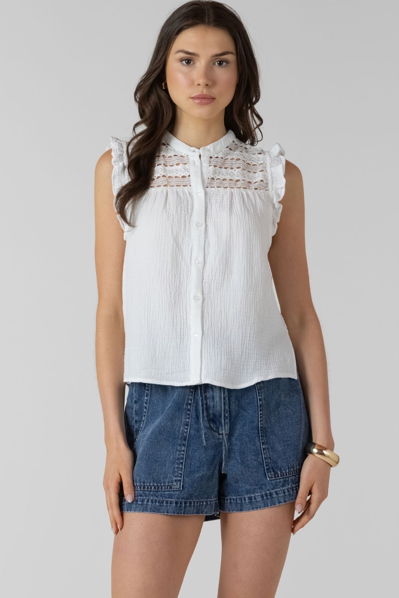 Lace Button Front Blouse