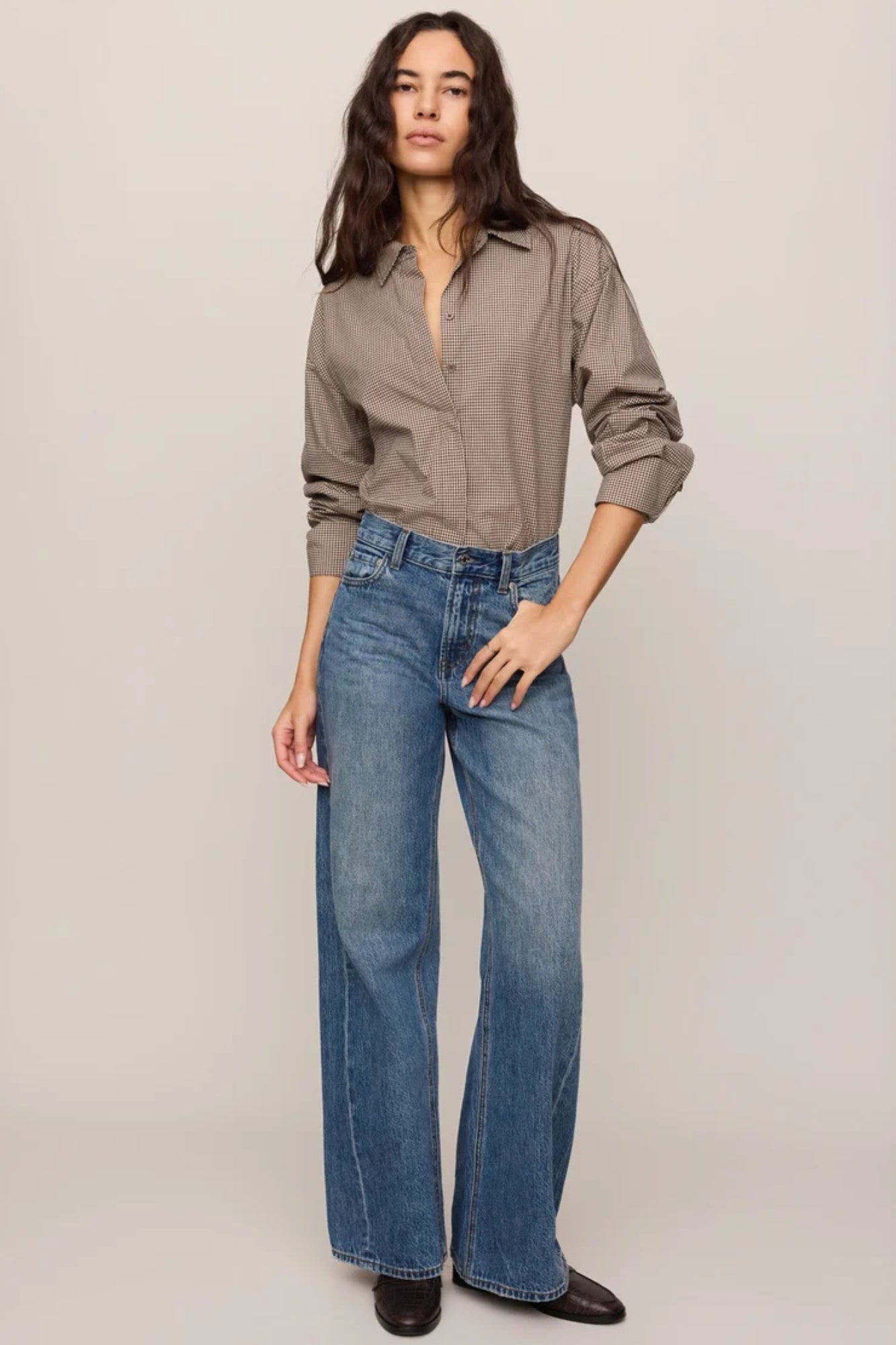 On Duty Gingham Button up Top