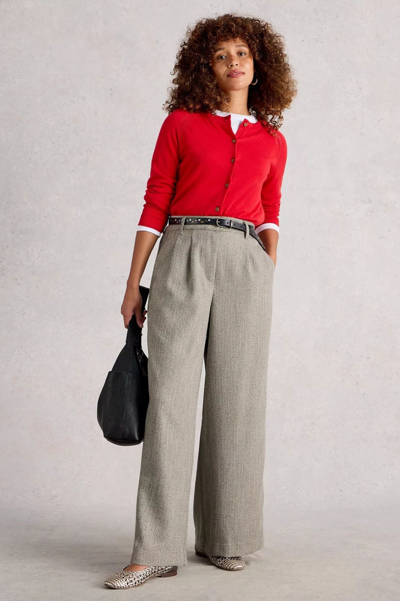 Sasha Wide Leg Tweedy Trouser