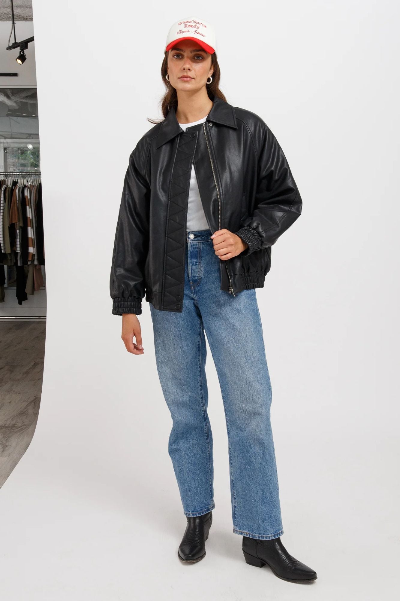 【R&B】Lady Christine Oversized Vegan Leather Bomber