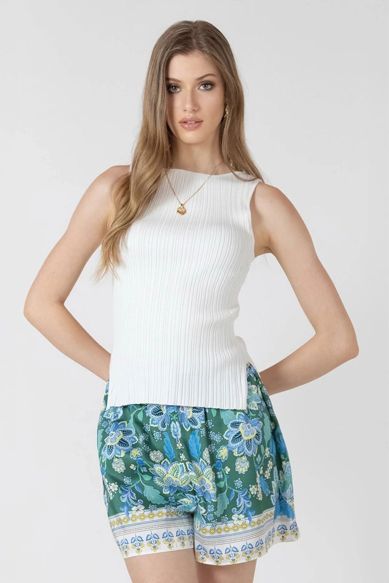 Boatneck Ribbed Sweater Tank