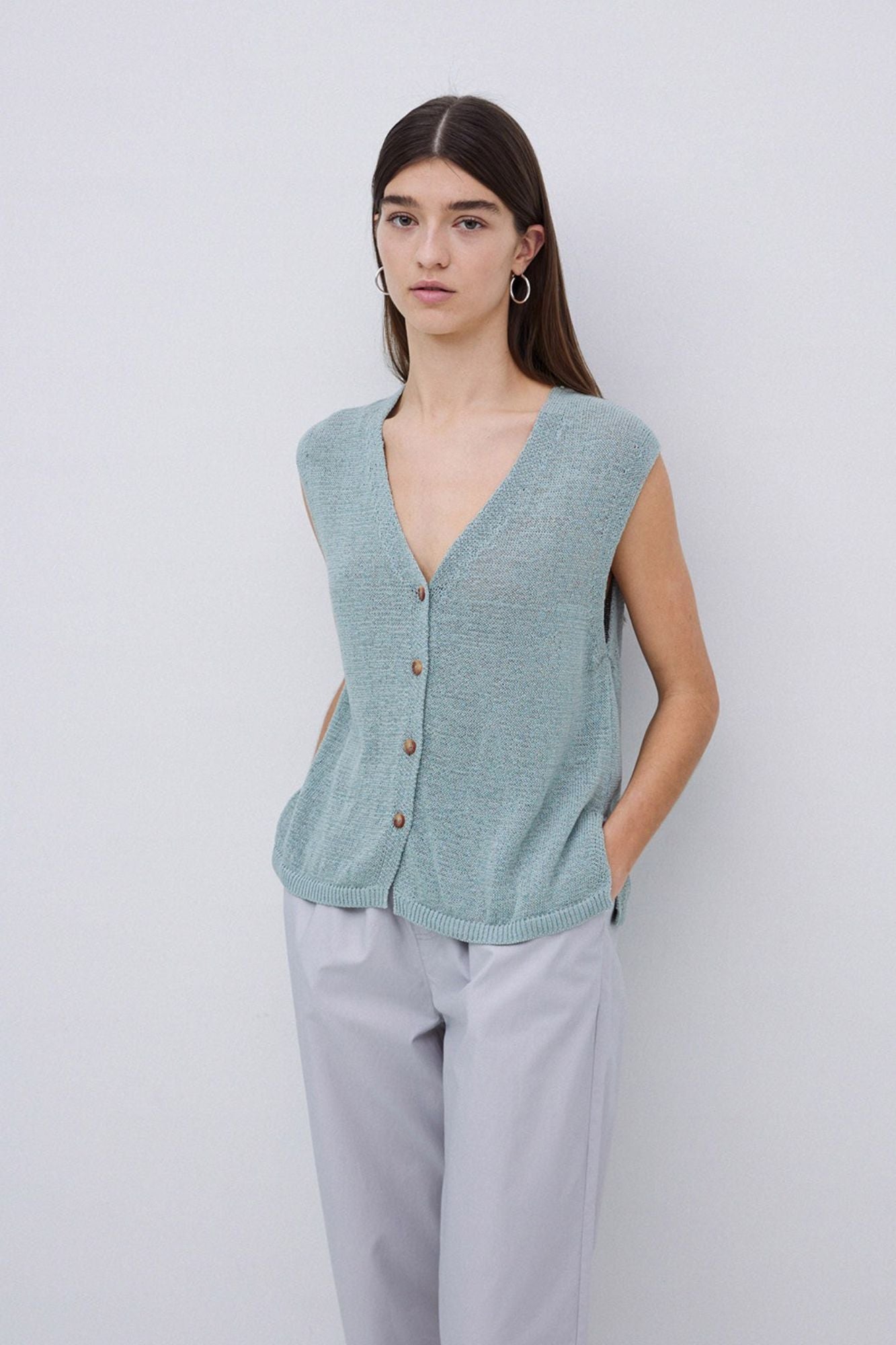 Cotton V-neck Vest