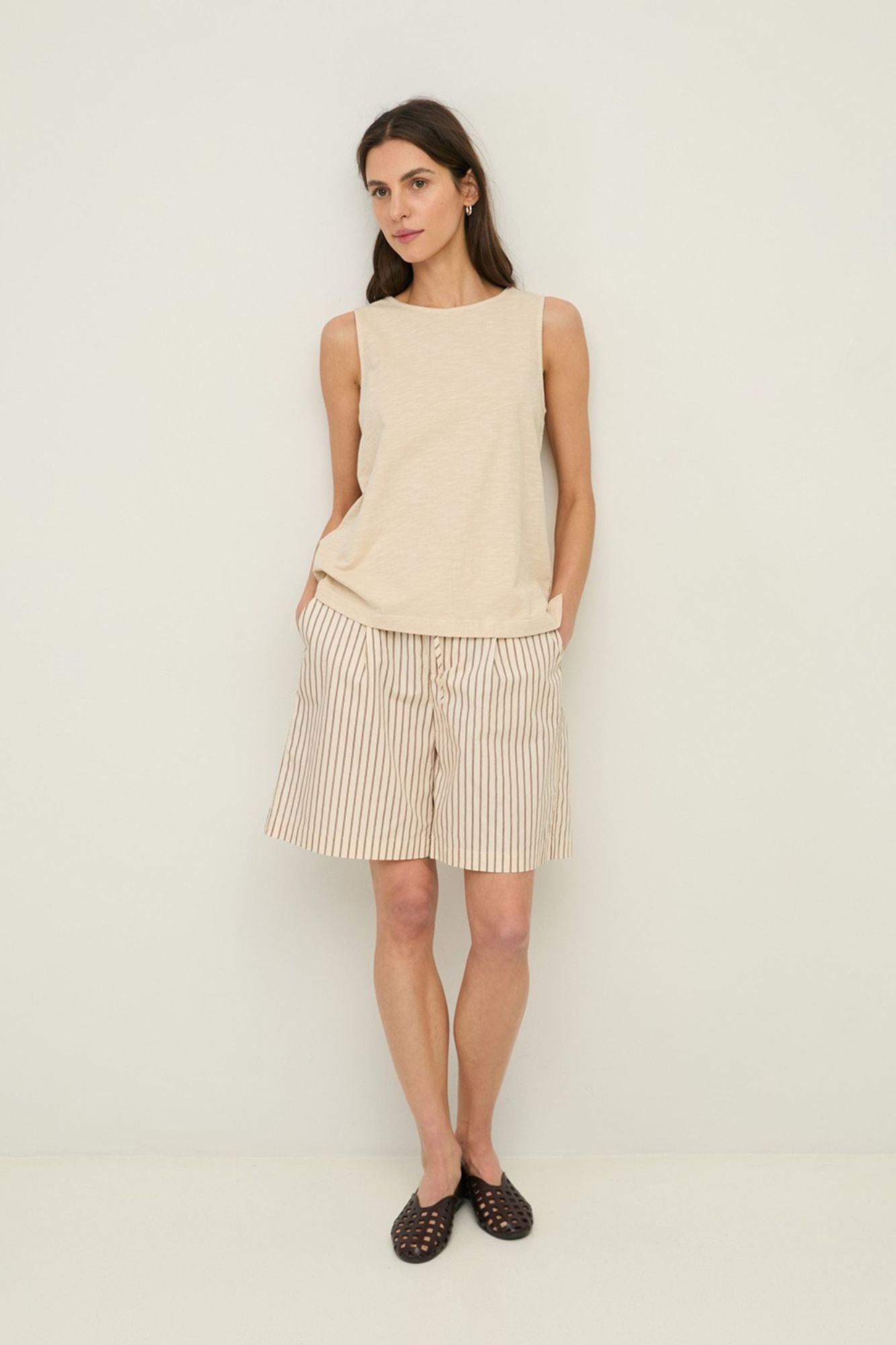 Striped Poplin Shorts