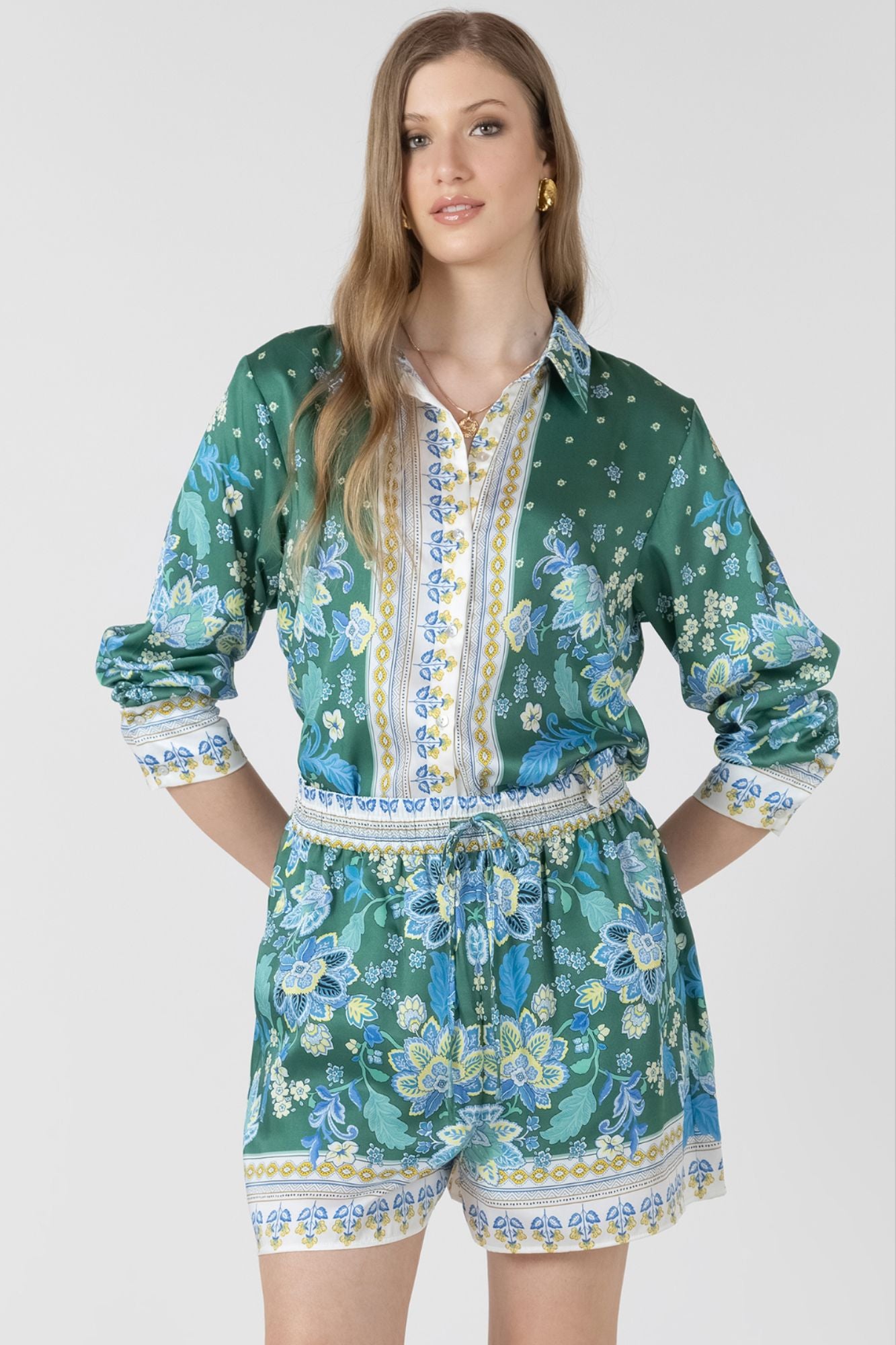 Silky Button Front Blouse