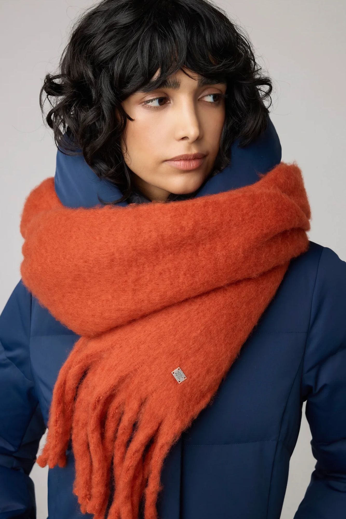 Bev Faux Mohair Solid Scarf With Fringed Edge
