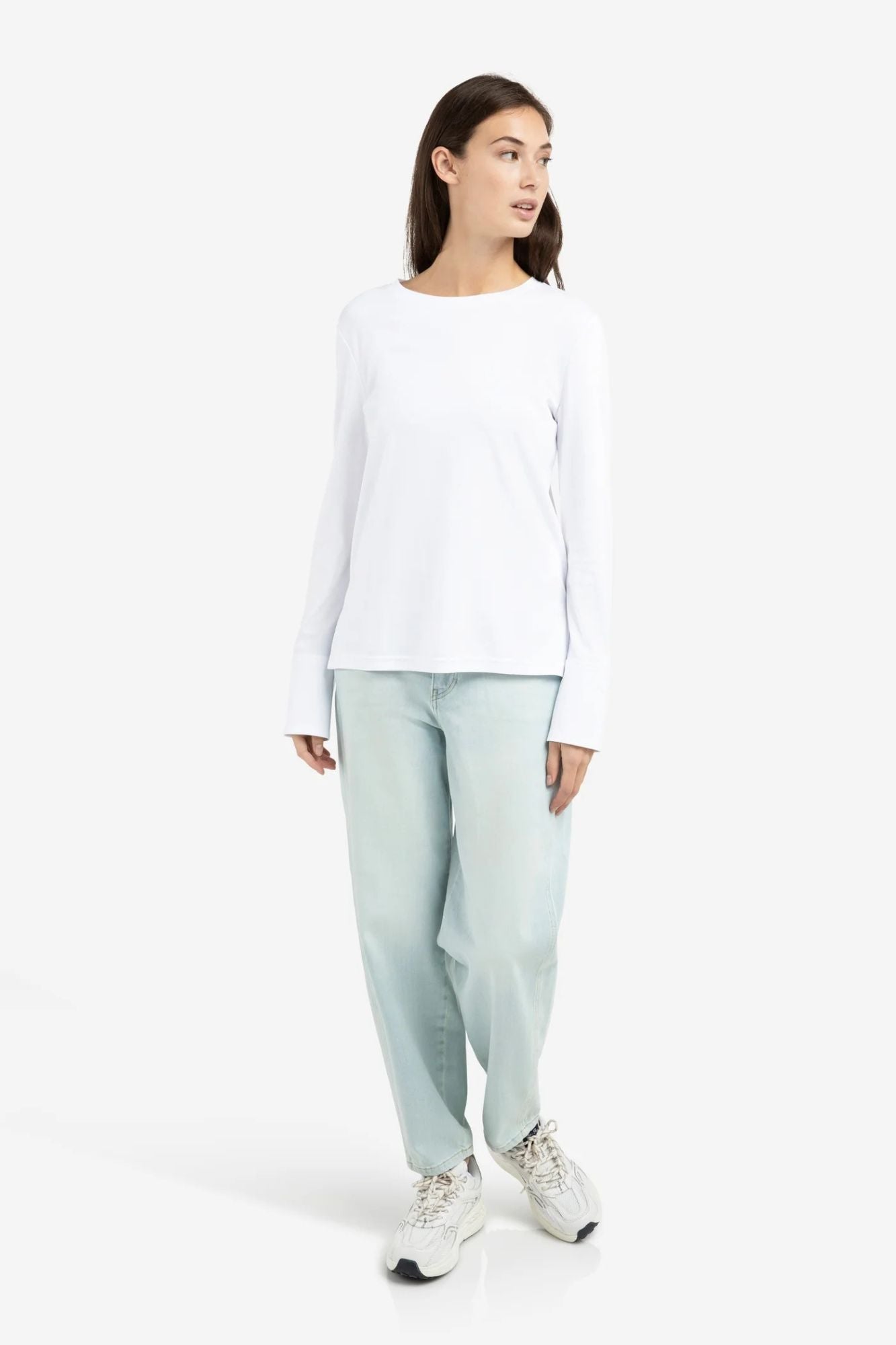 Long Sleeve Jersey Top with Woven Cuffs