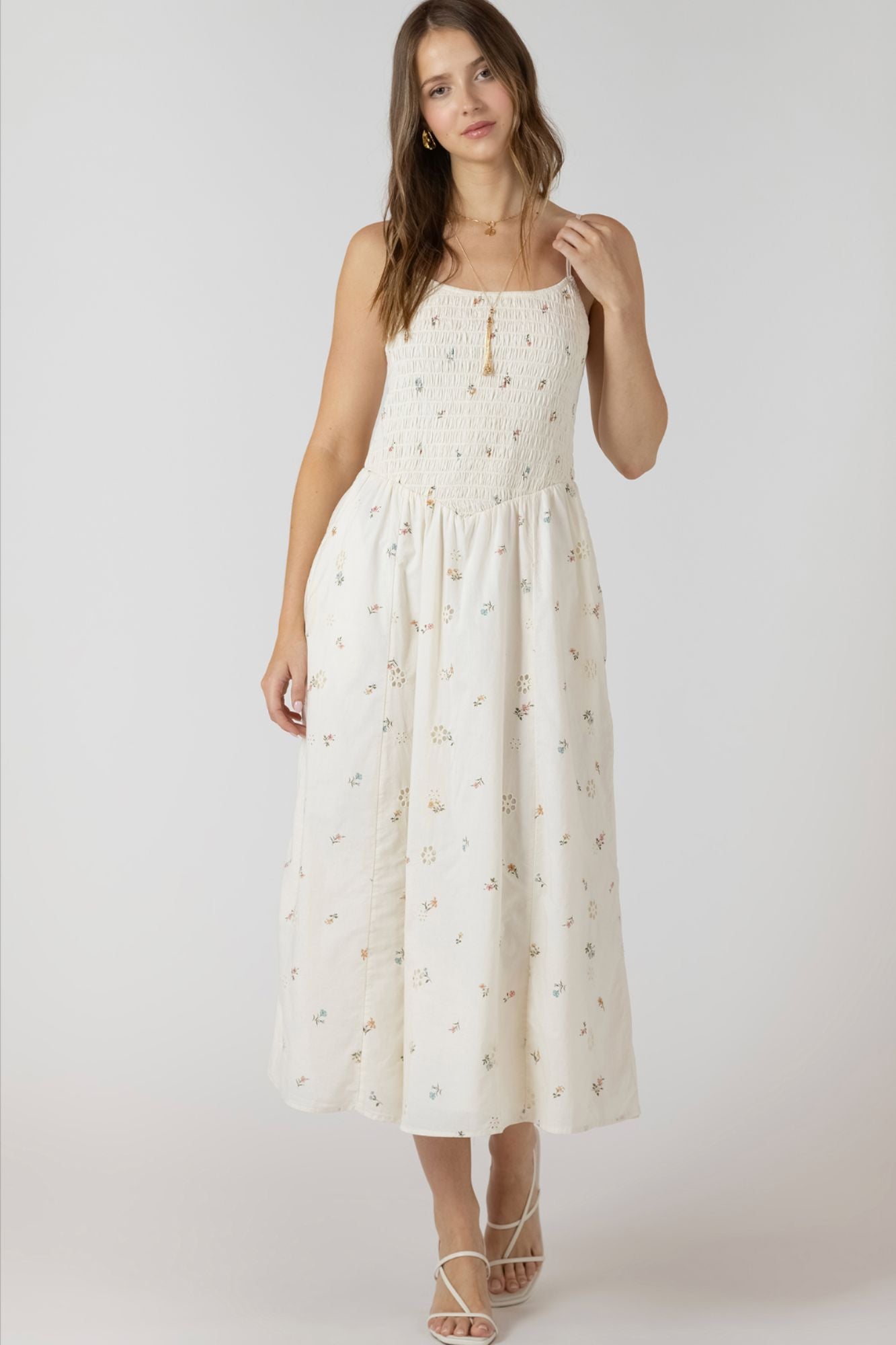 Smocked Detail Midi Dress