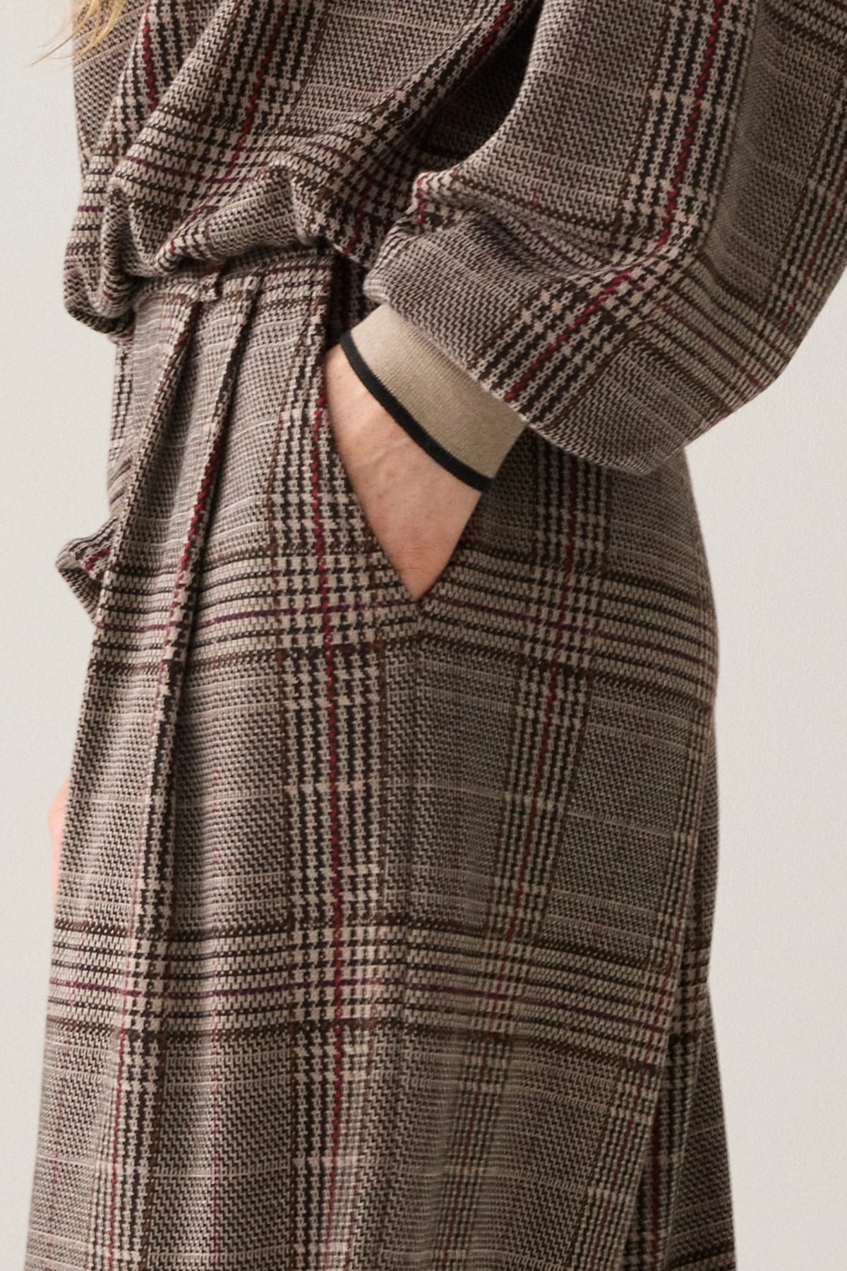 Plaid Jacquard Wide Leg Pants