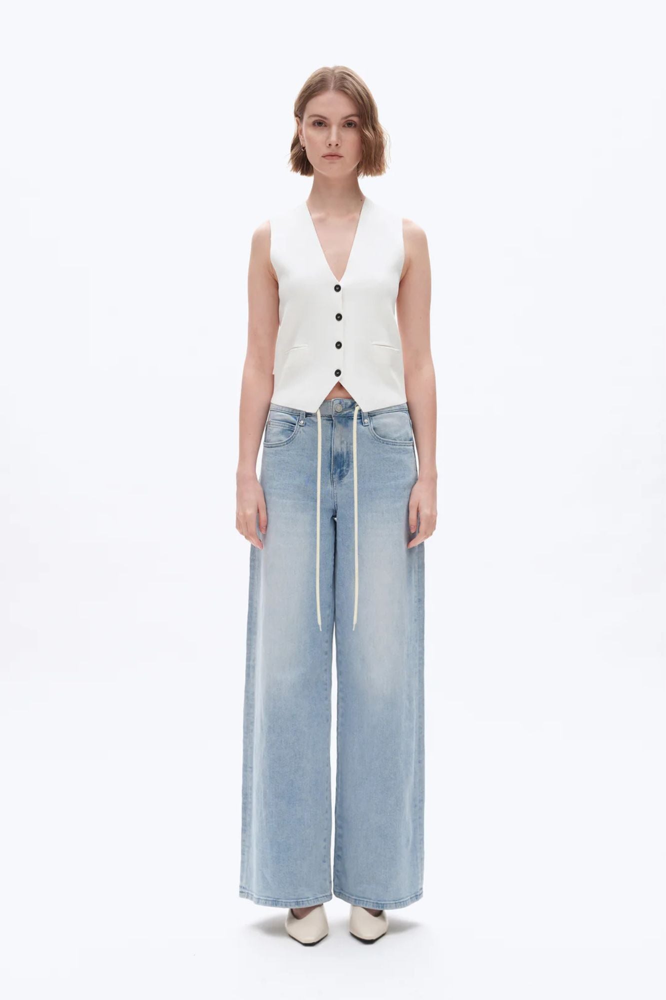 High Rise Drawstring Baggy Jeans