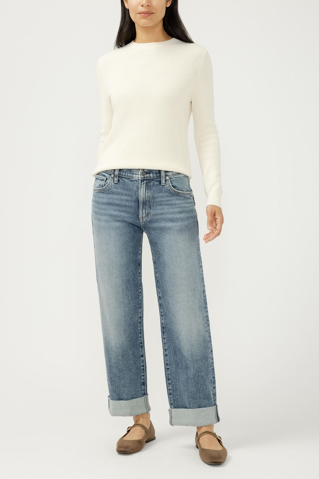 Relaxed Mid Rise Straight Leg