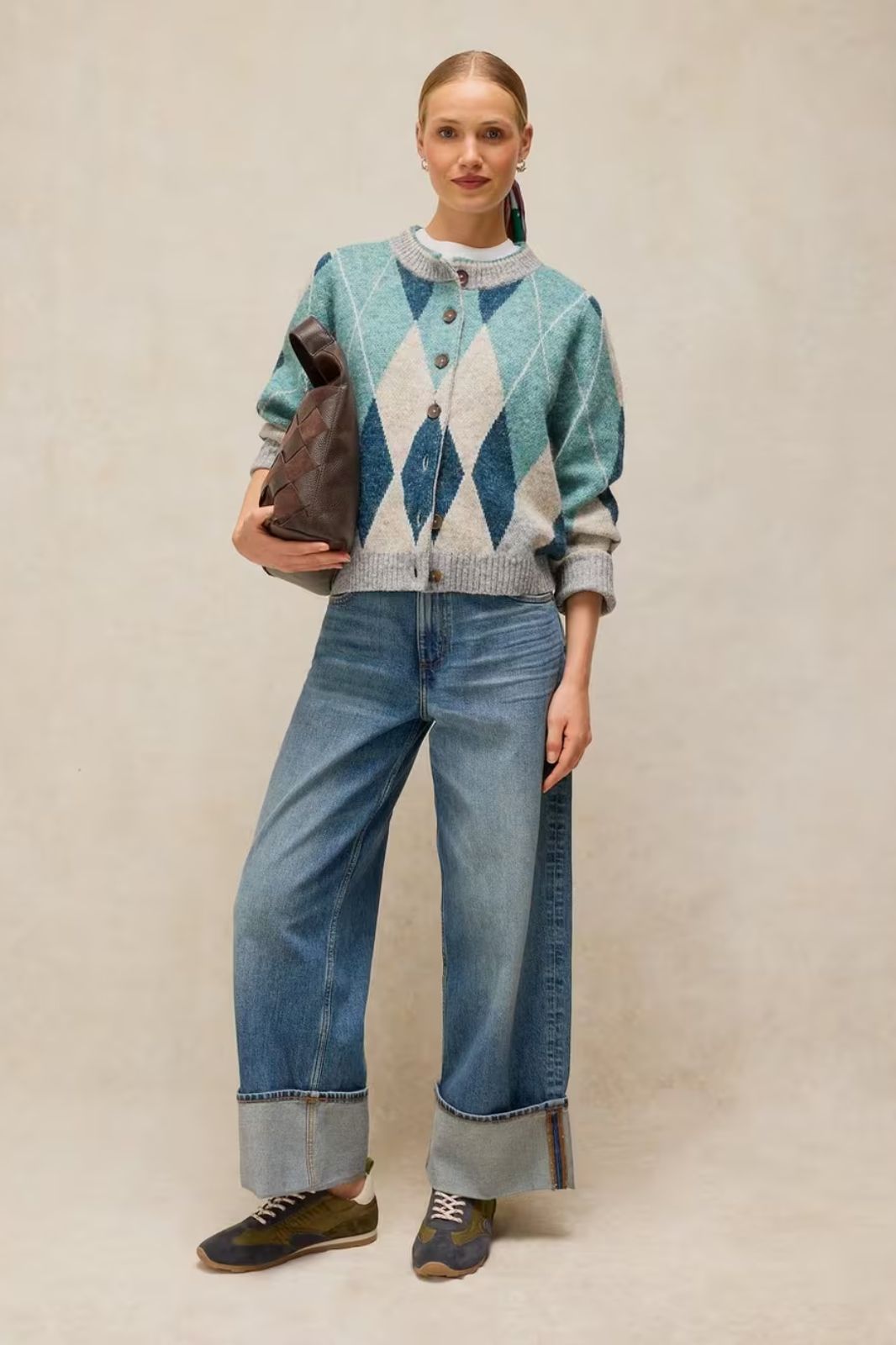 Argyle Check Cardi