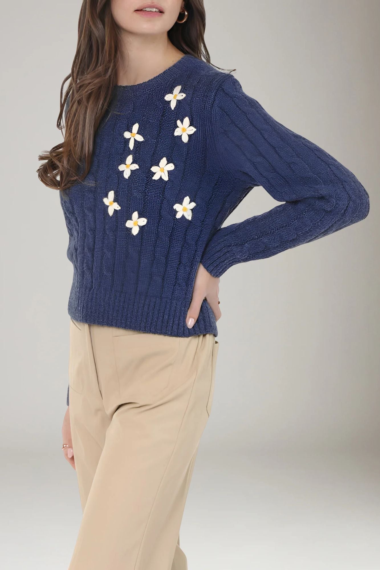 Lulu Embroidered Daisy Sweater