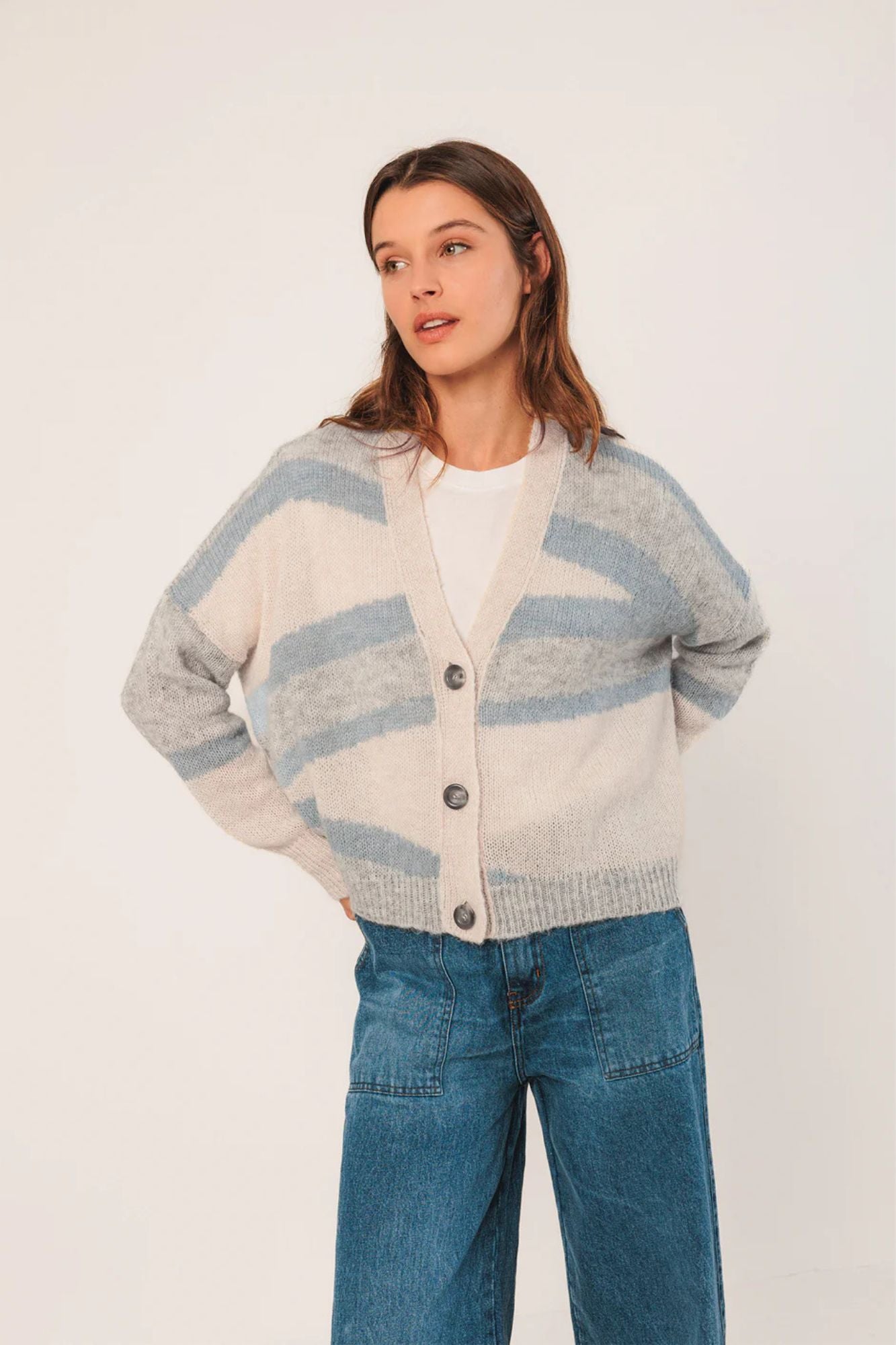 Intarsia Alpaca Cardigan