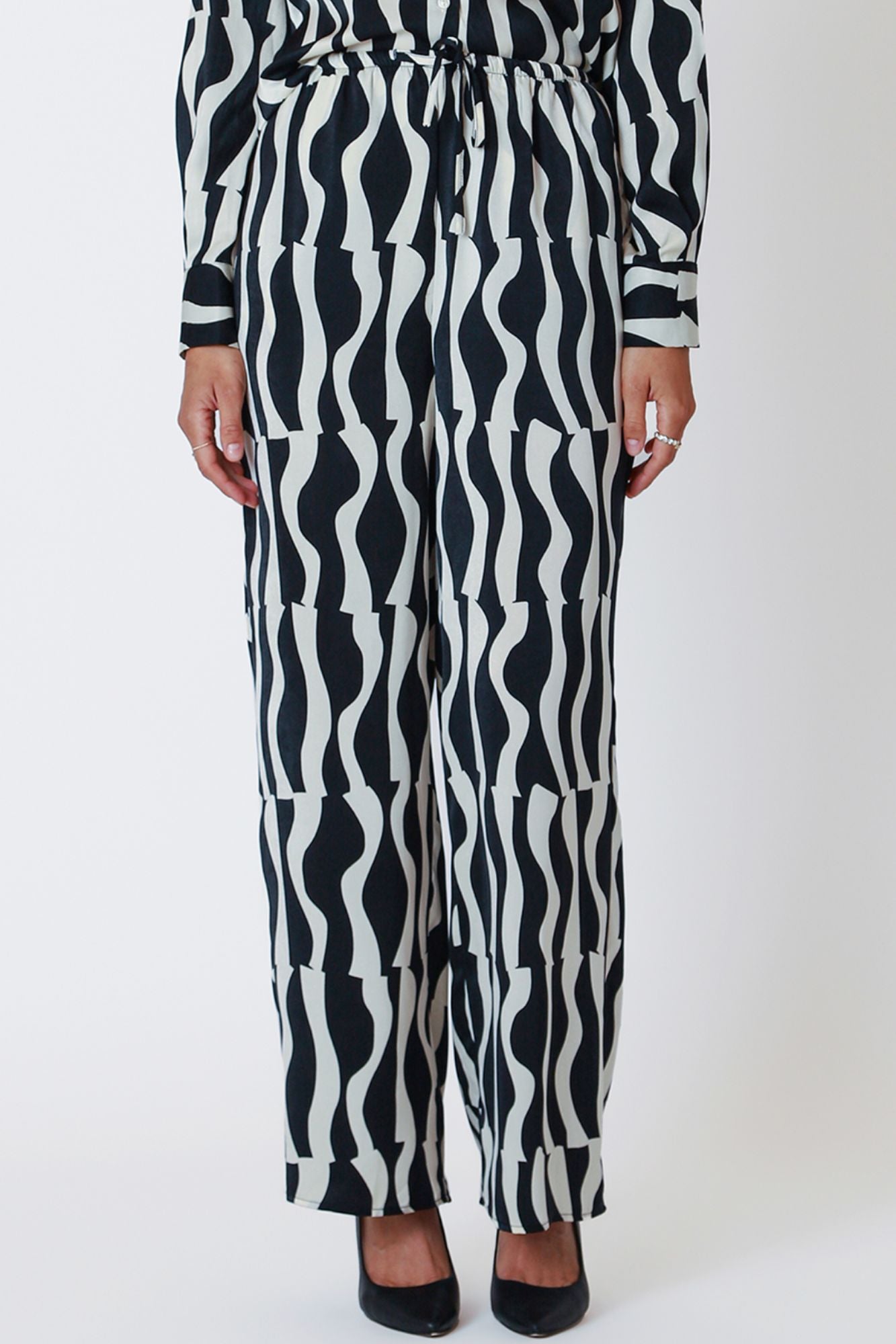 High Waist Wide Leg Satin Pant