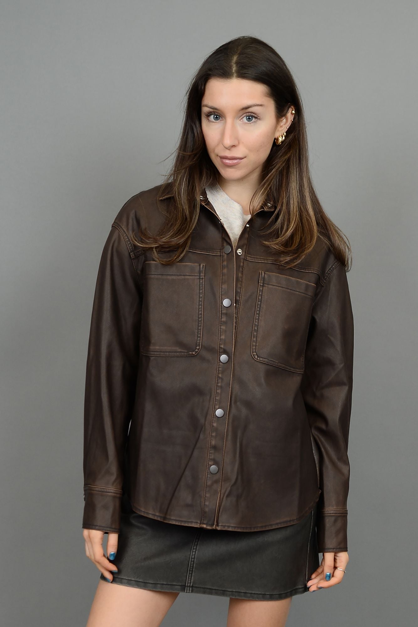 Aliska Faux Leather Shirt