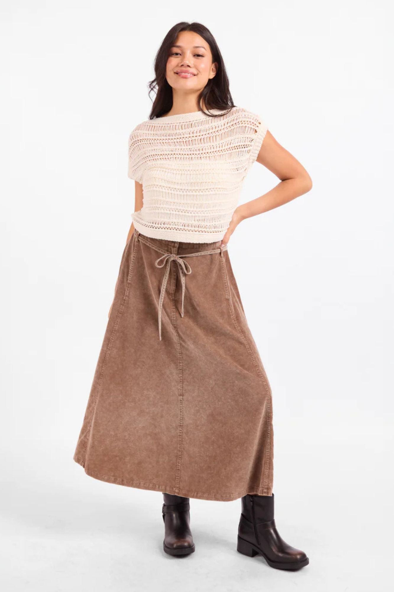 Get Like This Belted Midi Skirt