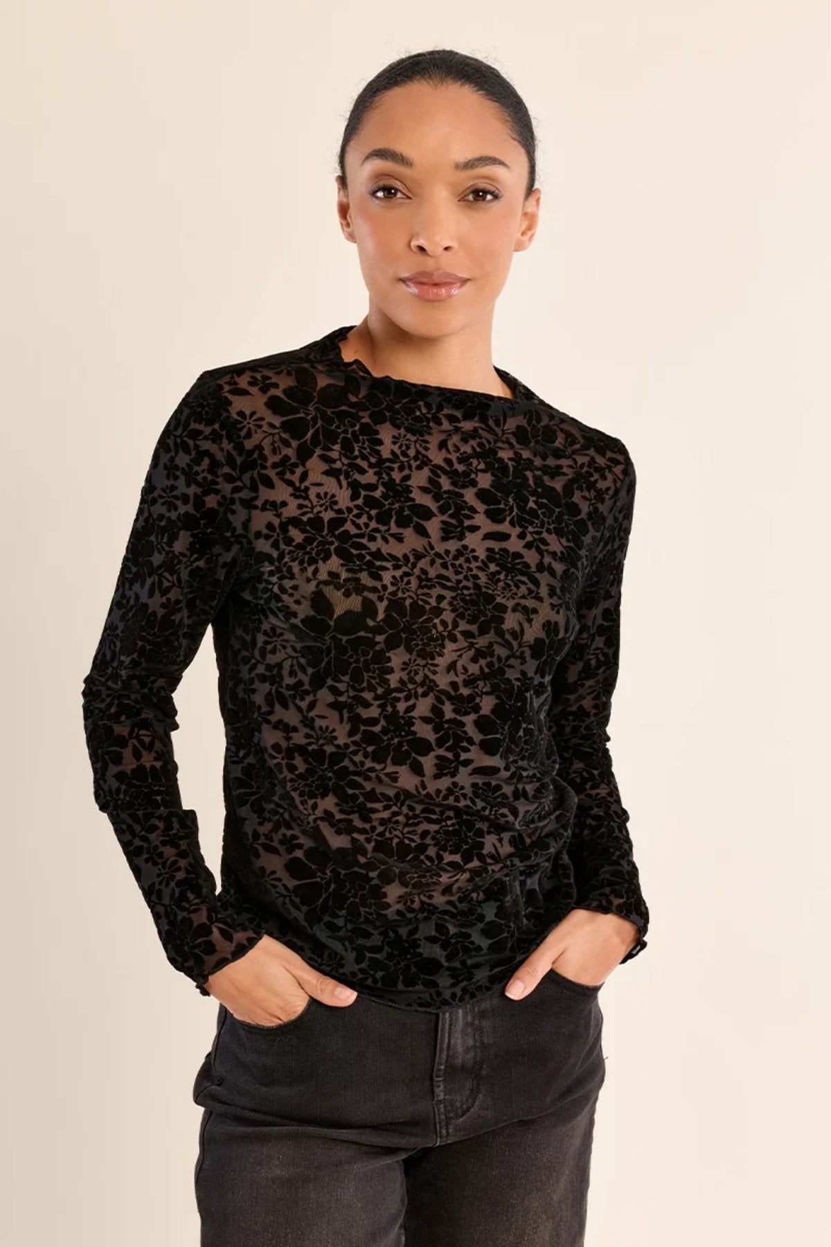 Sheer Velvet Flower Top