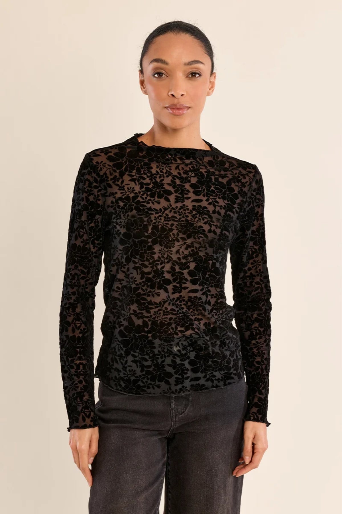 Sheer Velvet Flower Top