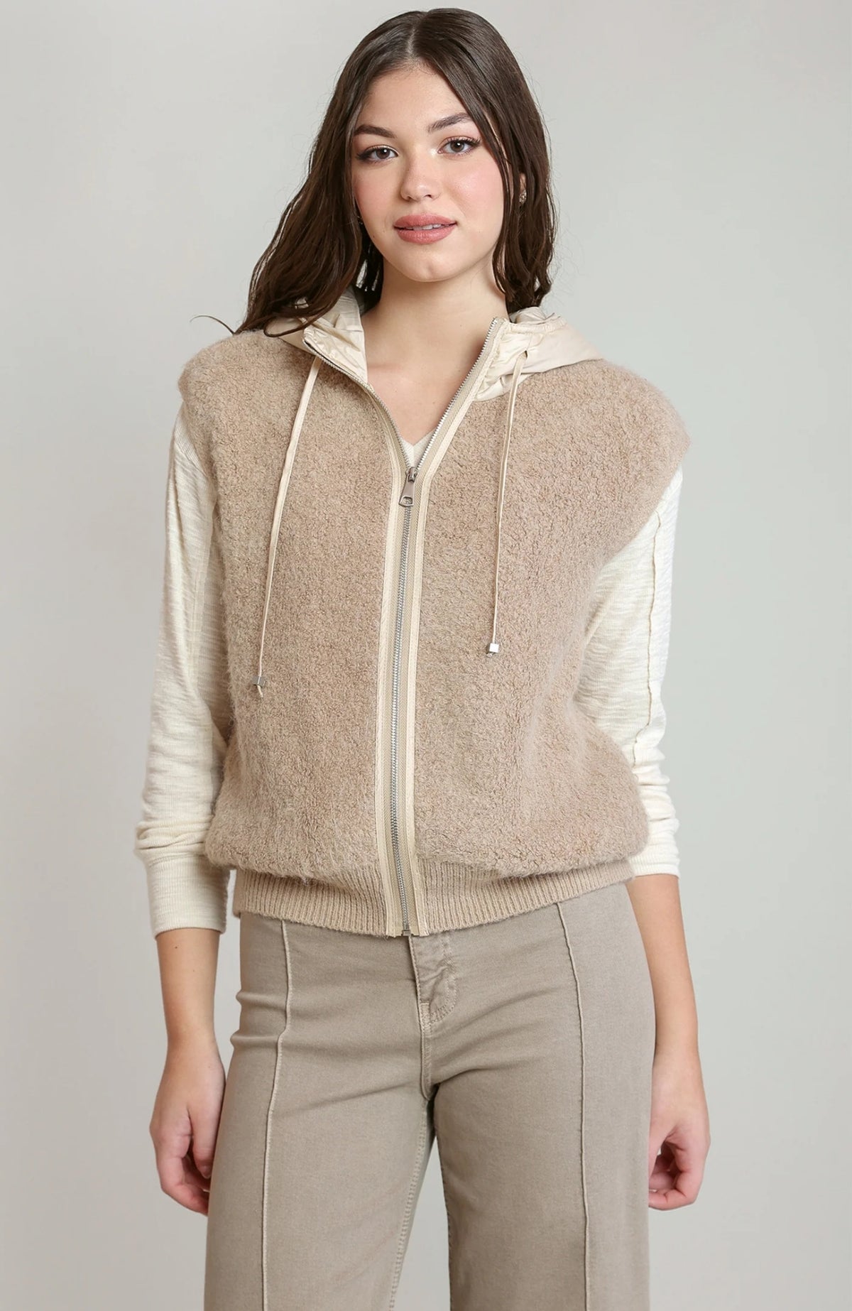 Hooded Boucle Vest