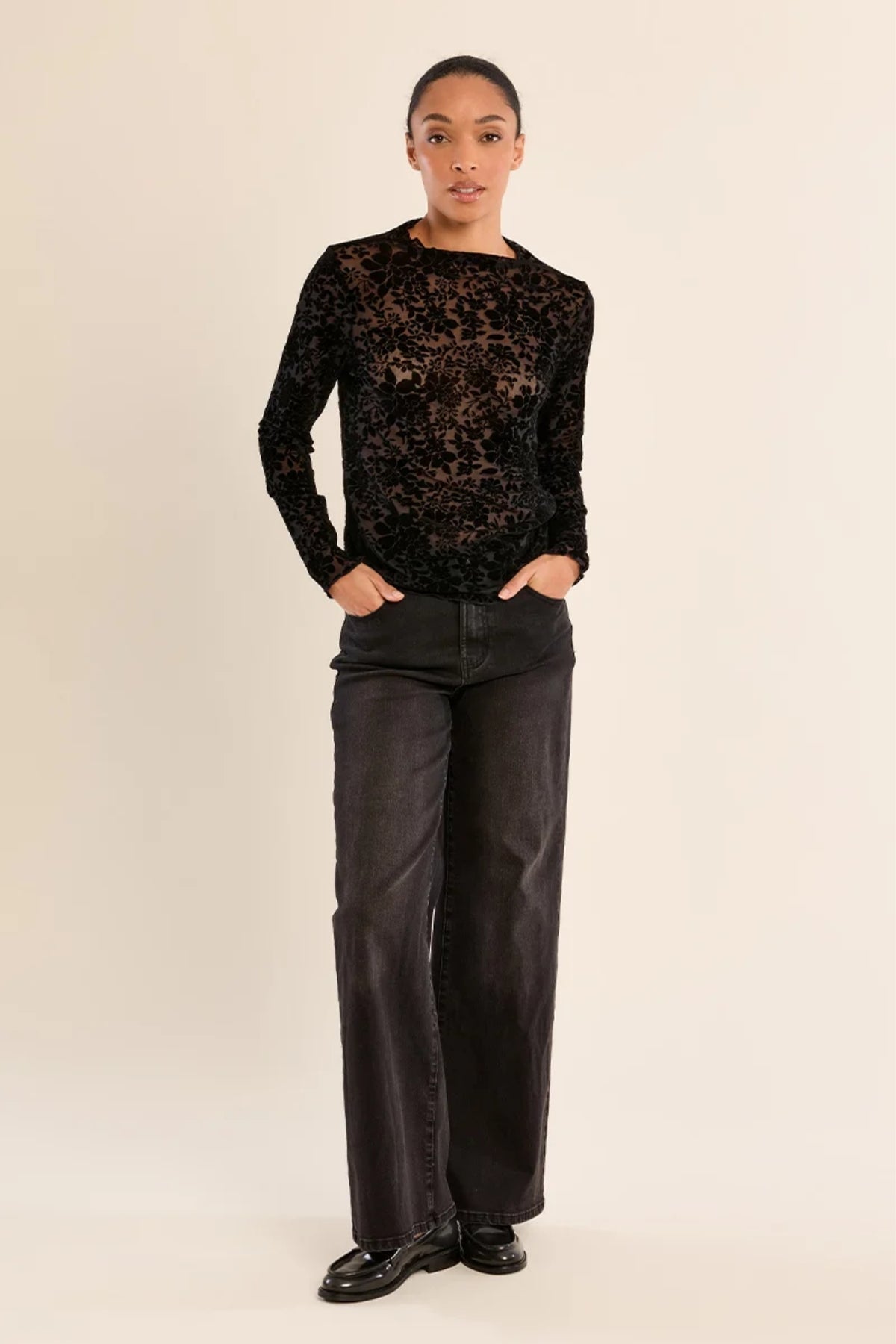 Sheer Velvet Flower Top