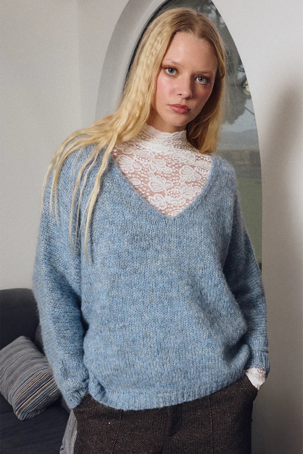 V Neck Knitted Sweater