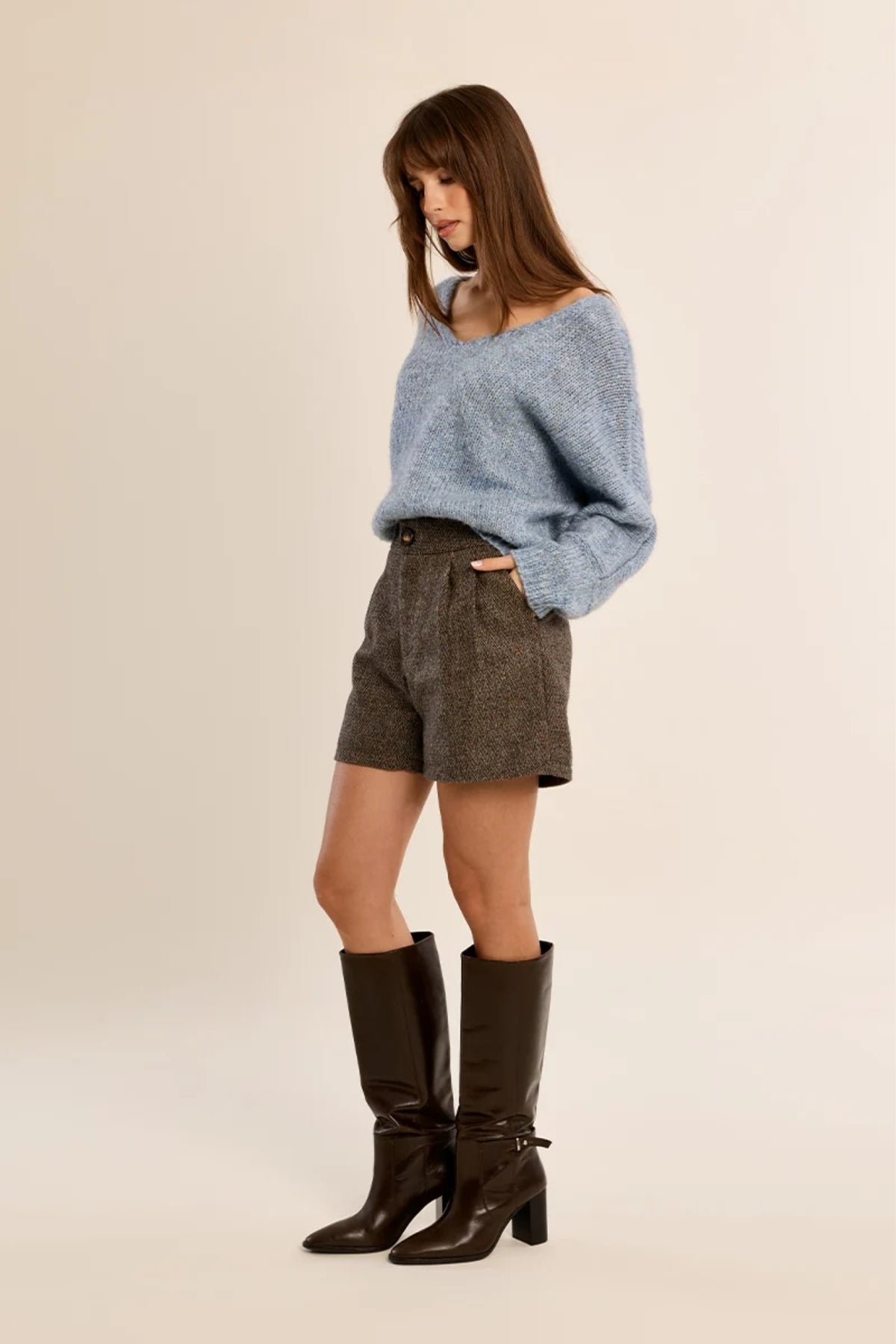 V Neck Knitted Sweater