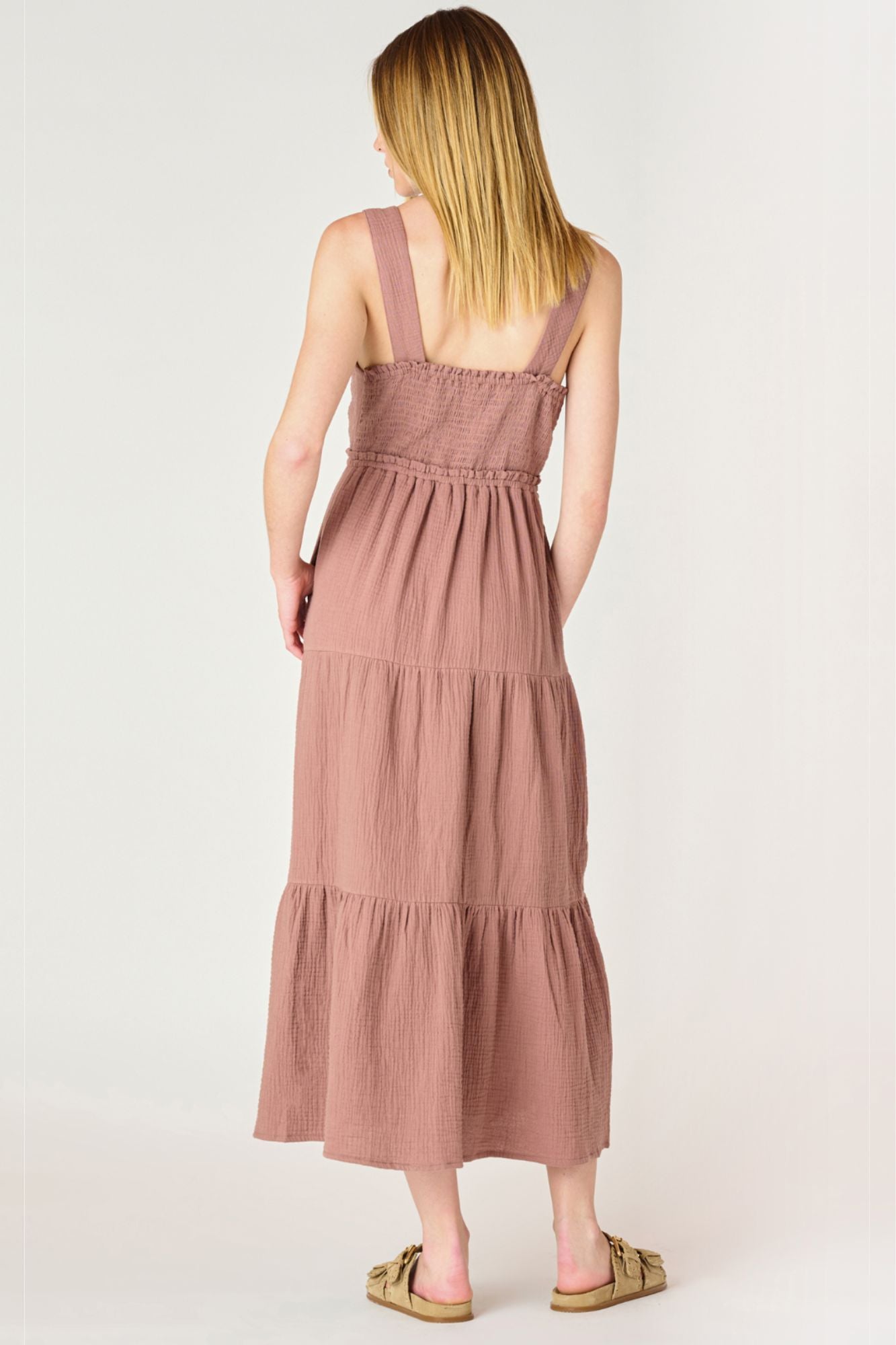 Textured Tiered Midi Dress