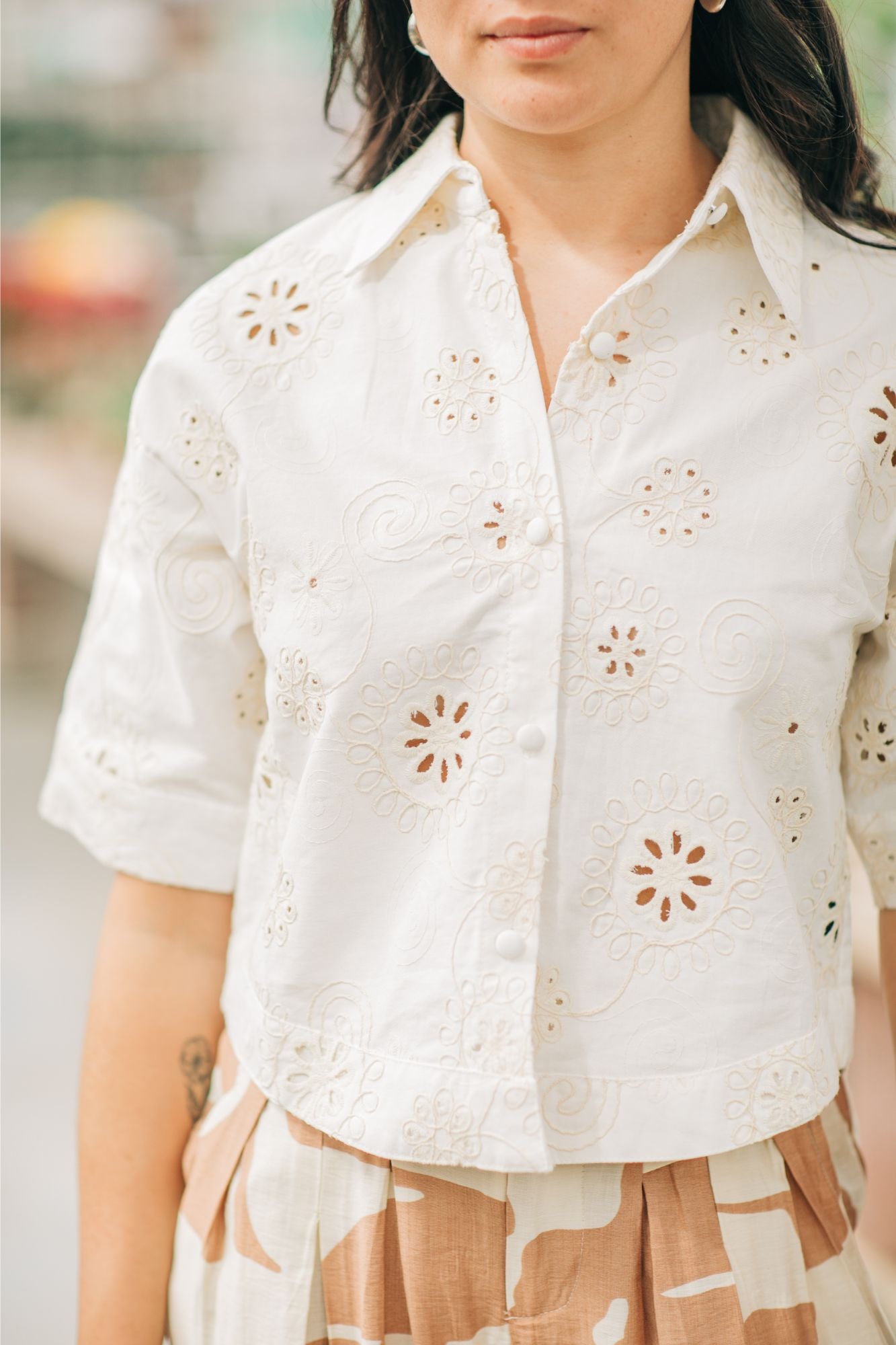 Swiss Embroidered Cotton Shirt