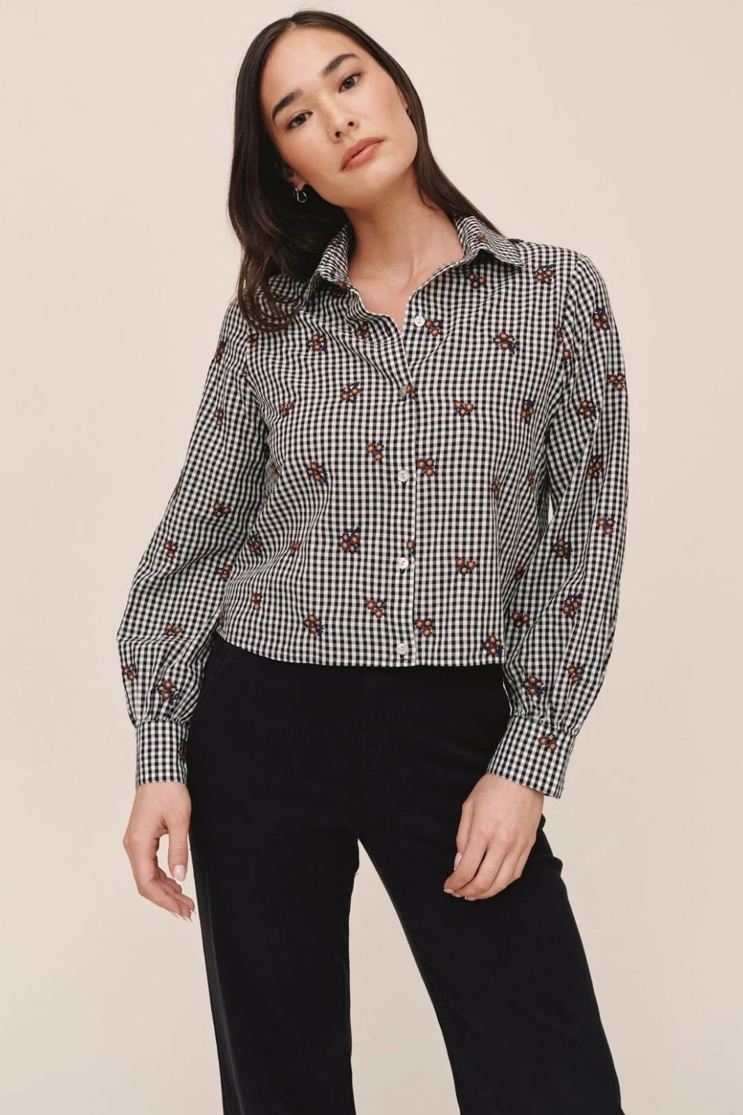 Long Sleeve Crop Button Down