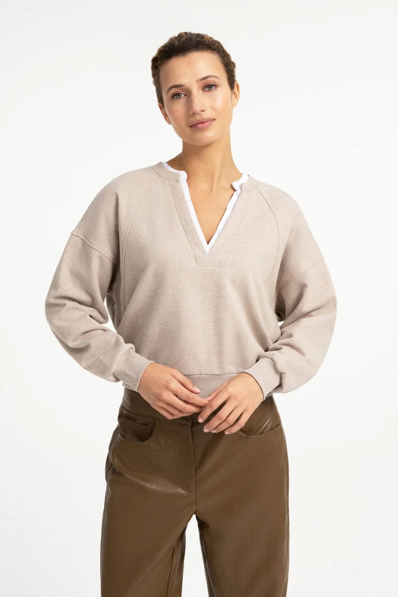V-Neck Sweatshirt With Collar