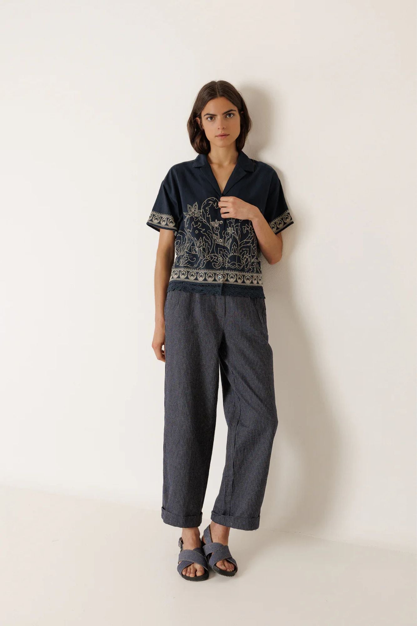 Shirt With Contrast Embroidery