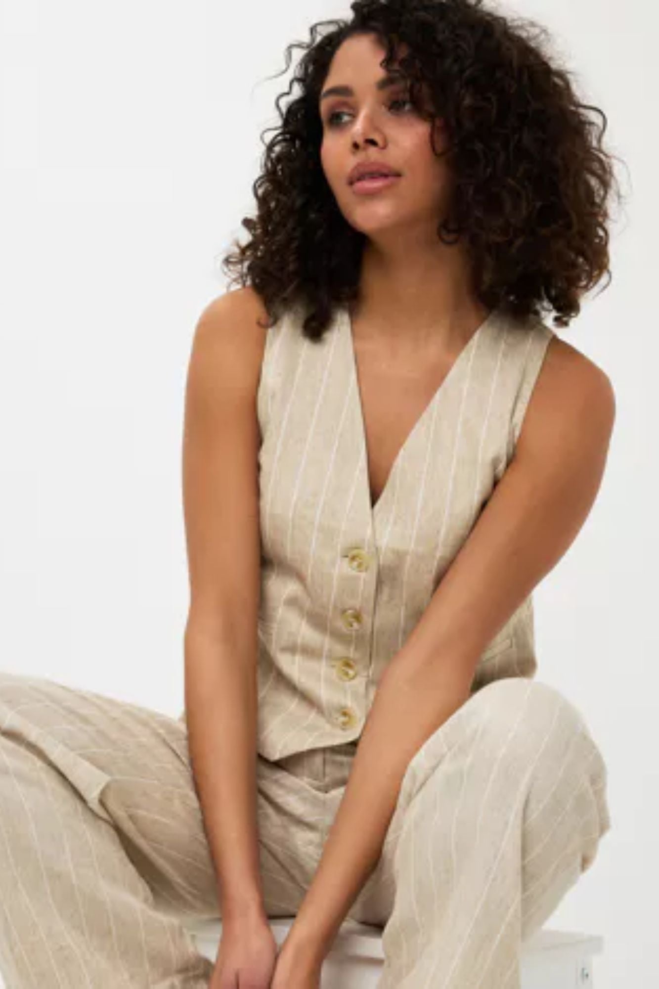 Gilet Linen Stripe