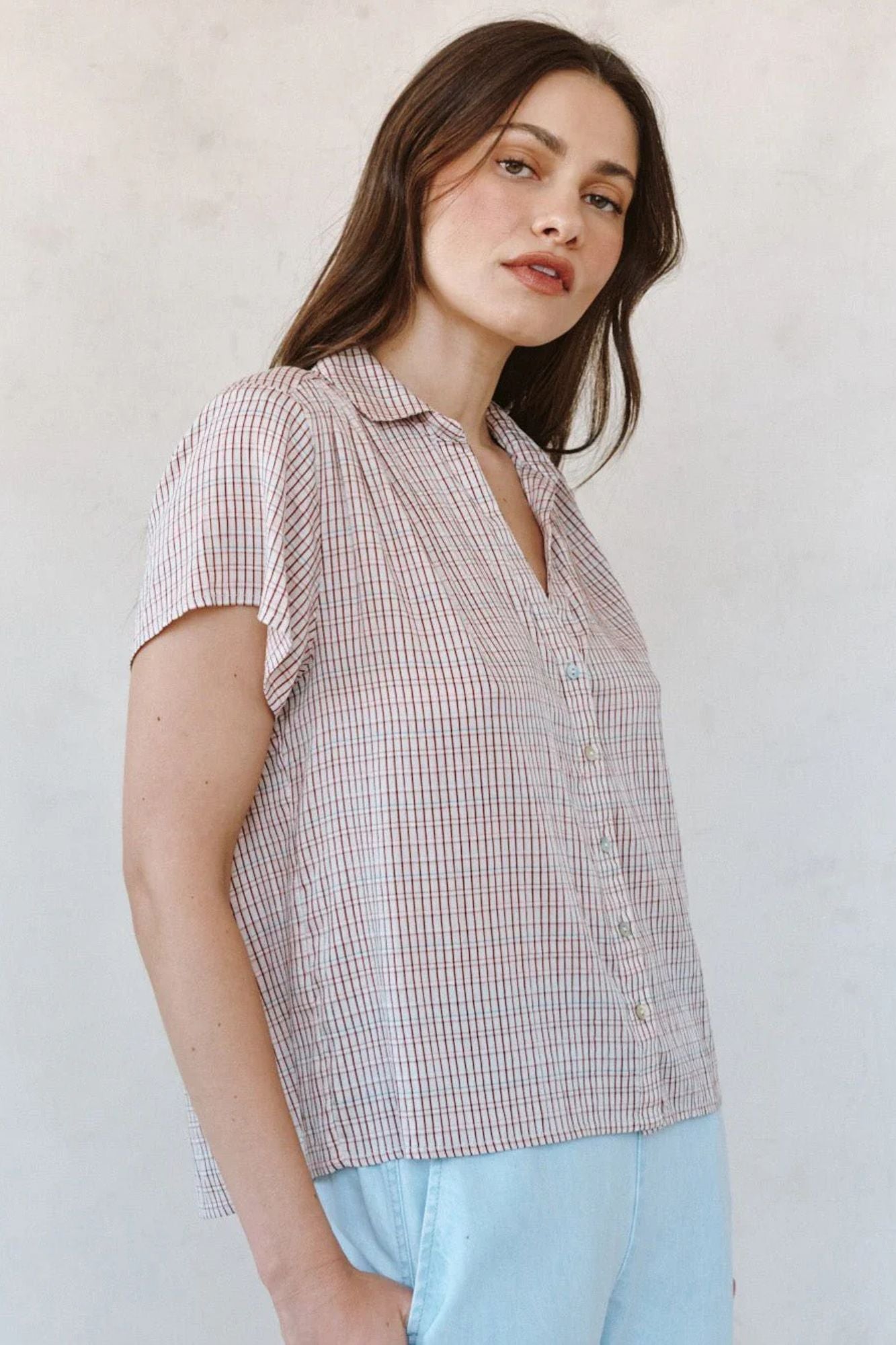 Shirred Short Sleeve Shirt