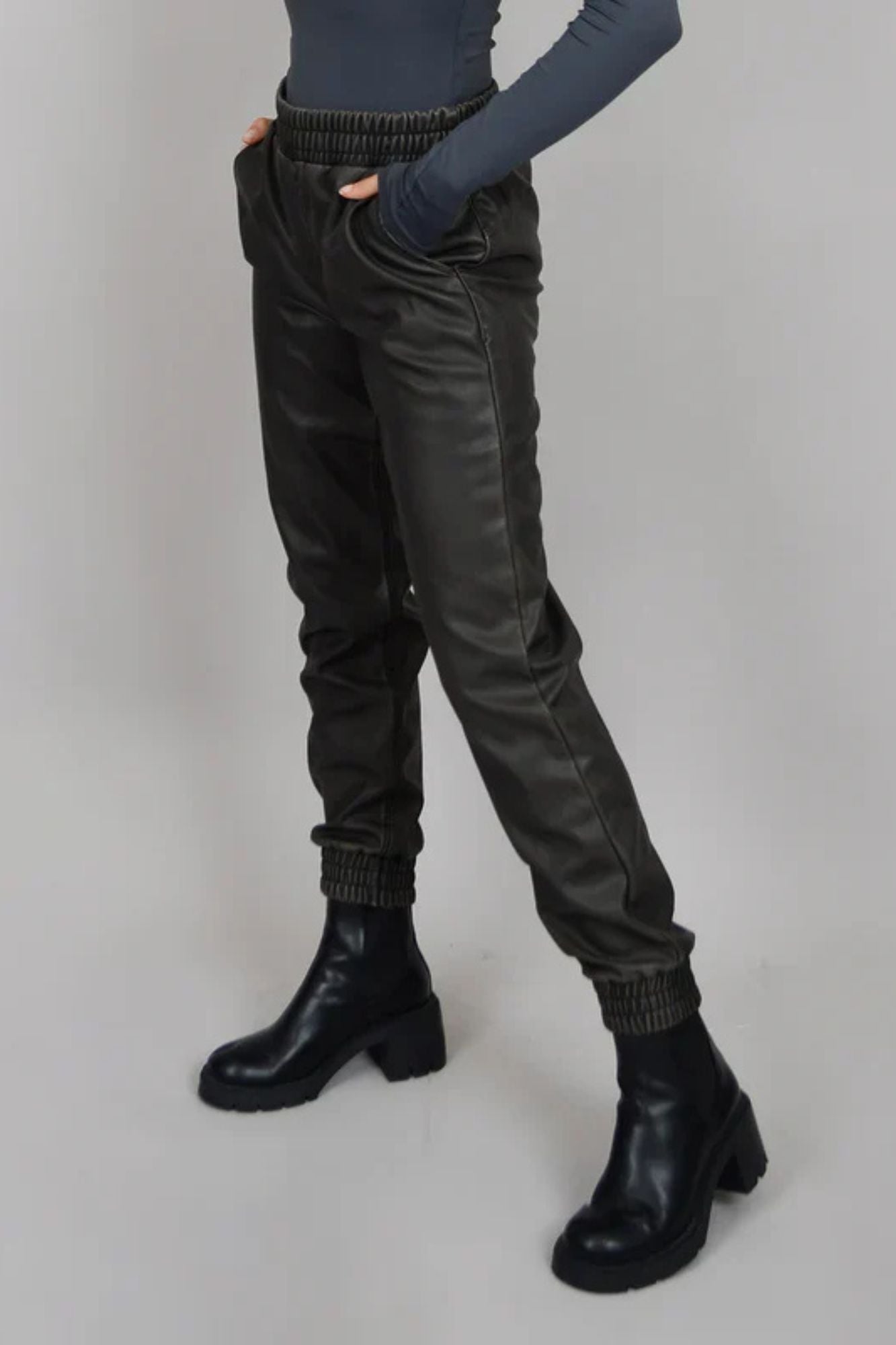 Jayly Faux Leather Jogger
