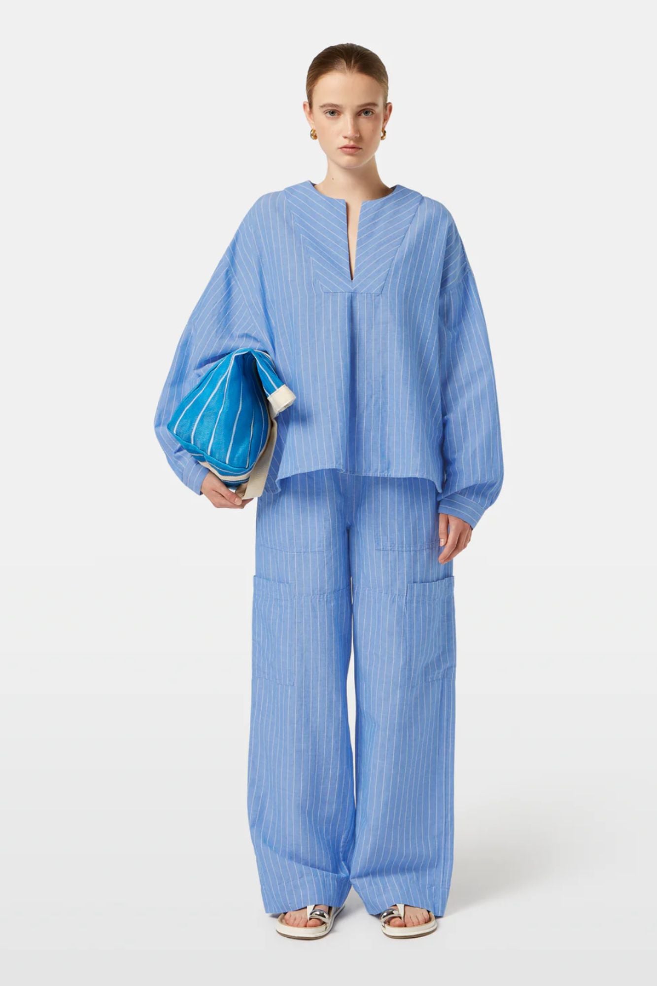 Cotton Linen Bib Shirt