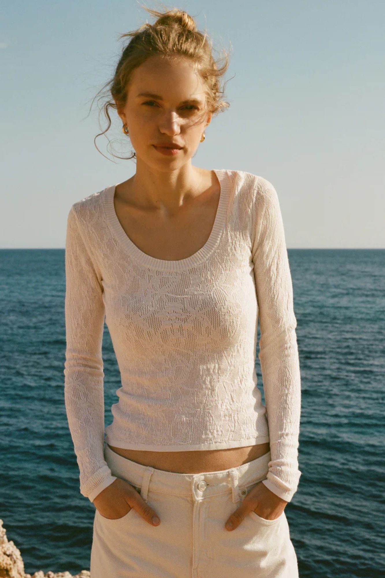 Tibi Scoop Mesh Sweater