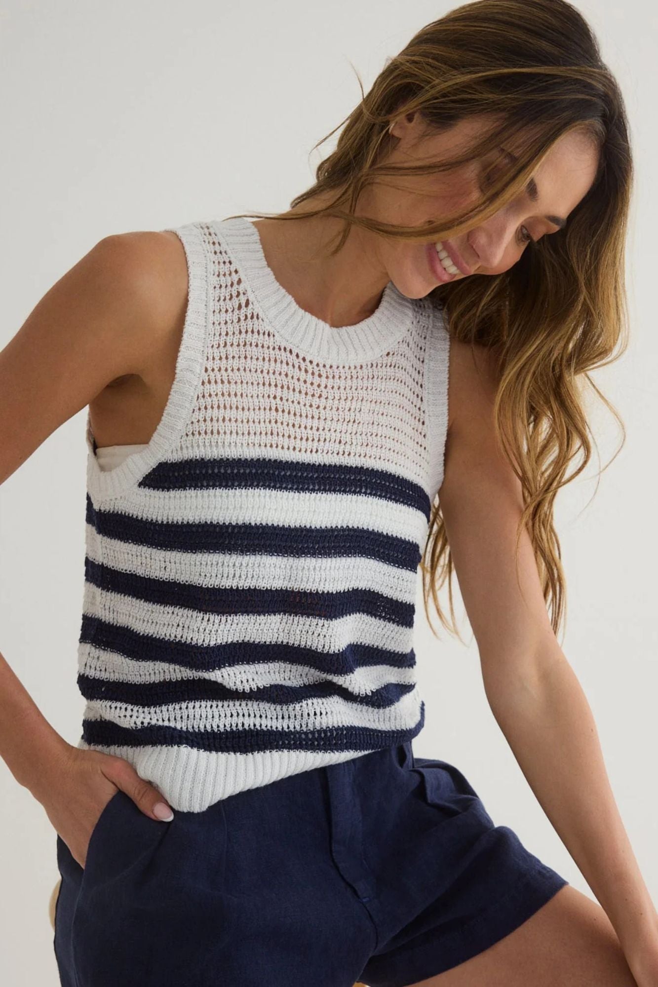 Sleeveless Crew Neck Top